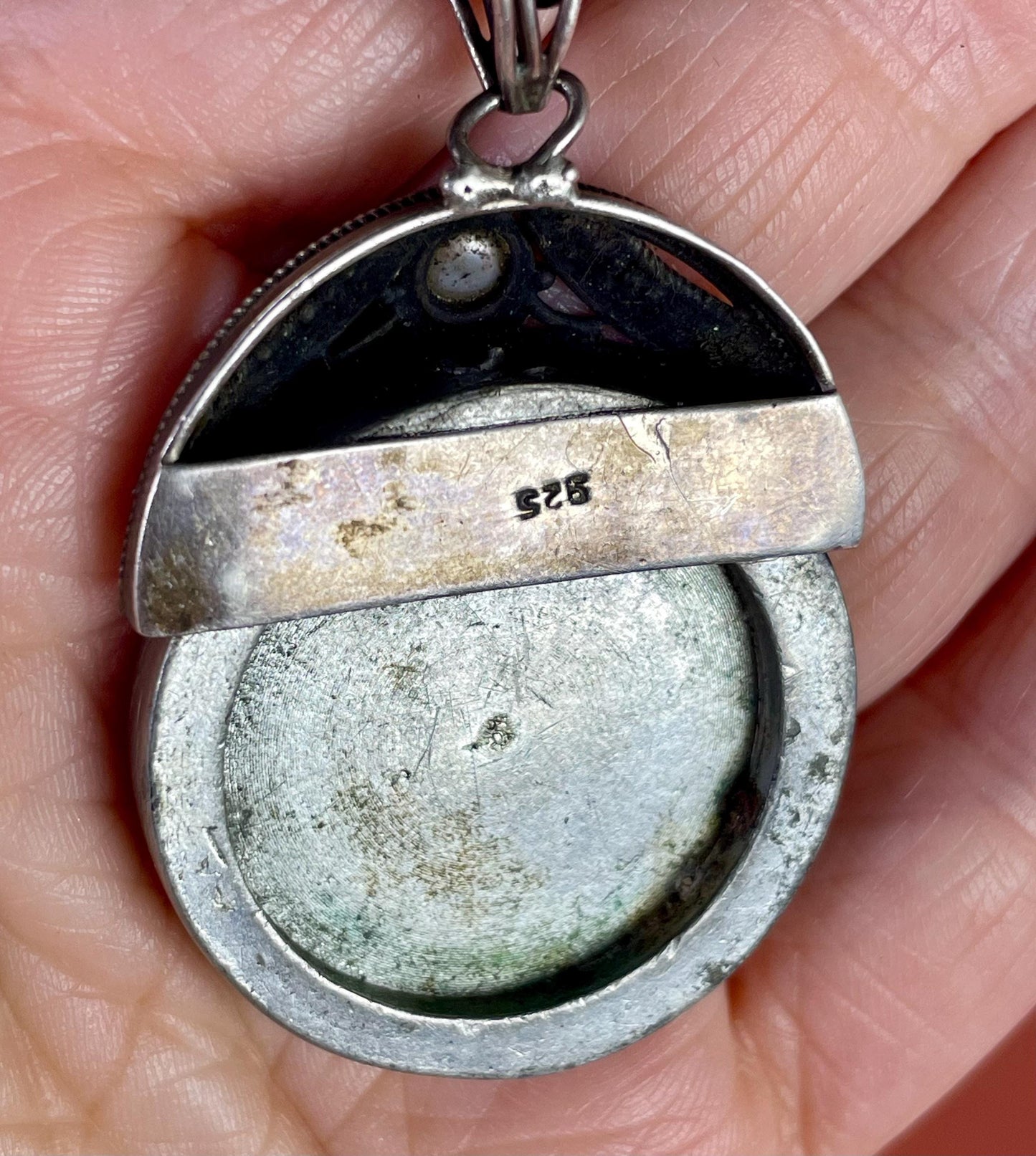 Native First Nations Sterling Silver and Beaded Pendant Necklace