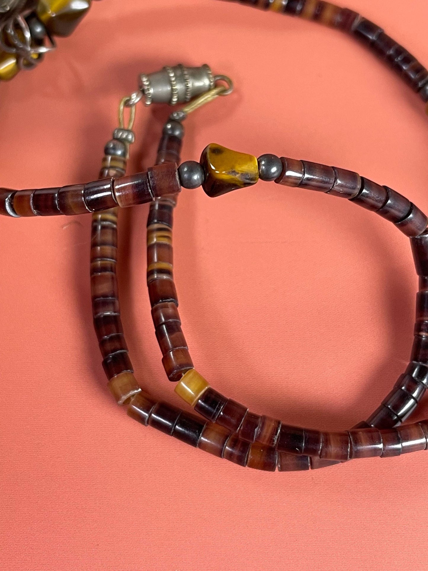 Native First Nations Sterling Silver and Beaded Pendant Necklace