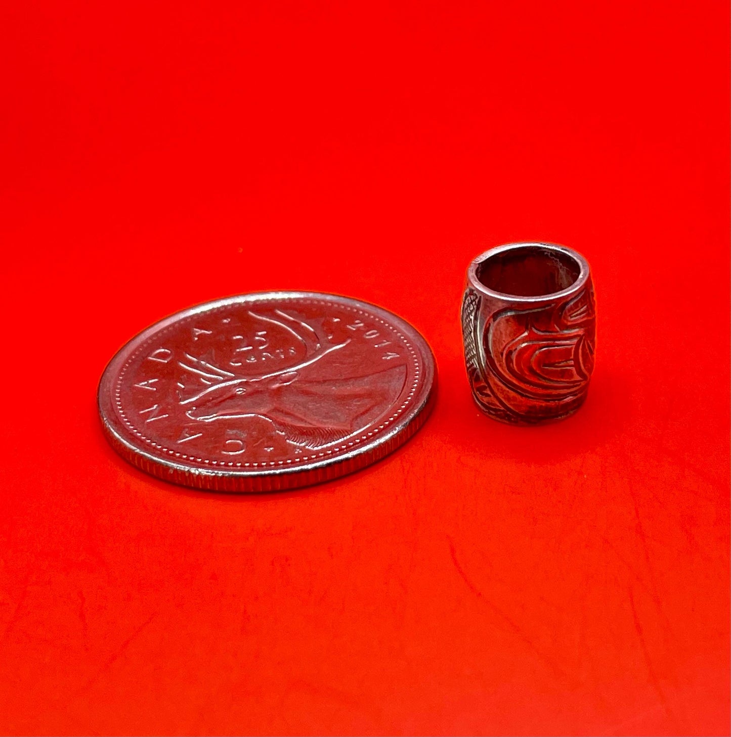 Native First Nations Handcarved Sterling Silver Bead