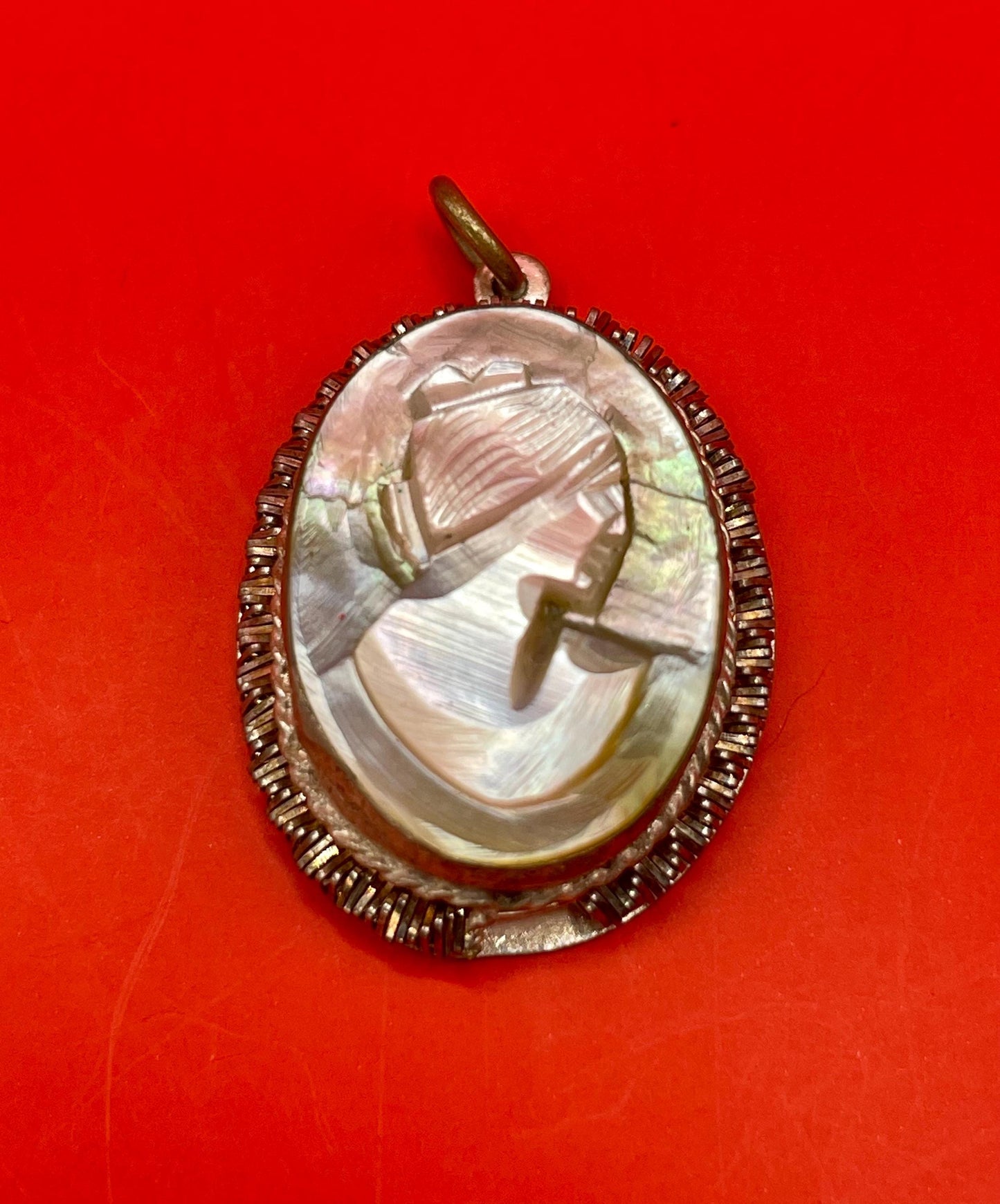 1 inch long Carved abalone shell pendant lovely