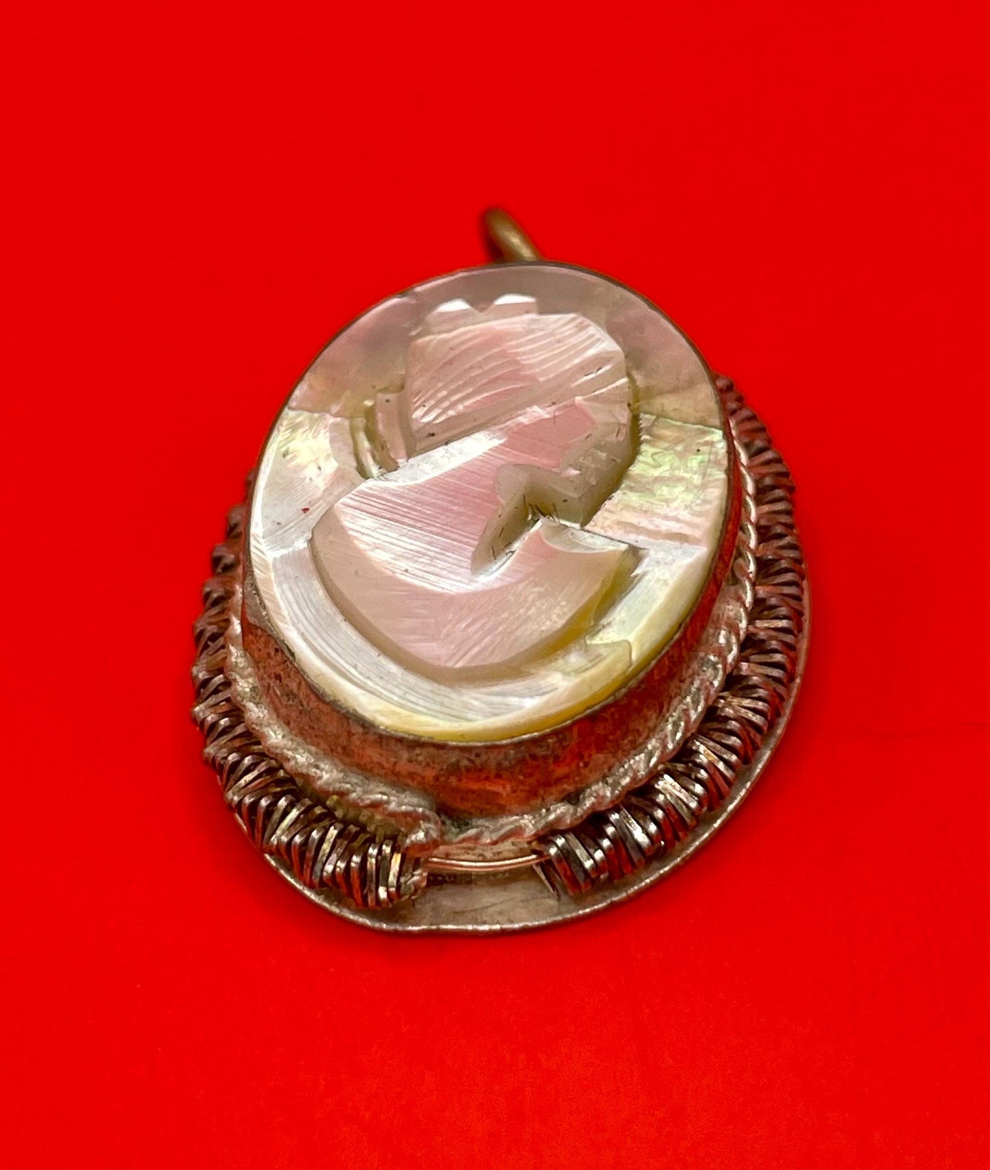 1 inch long Carved abalone shell pendant lovely