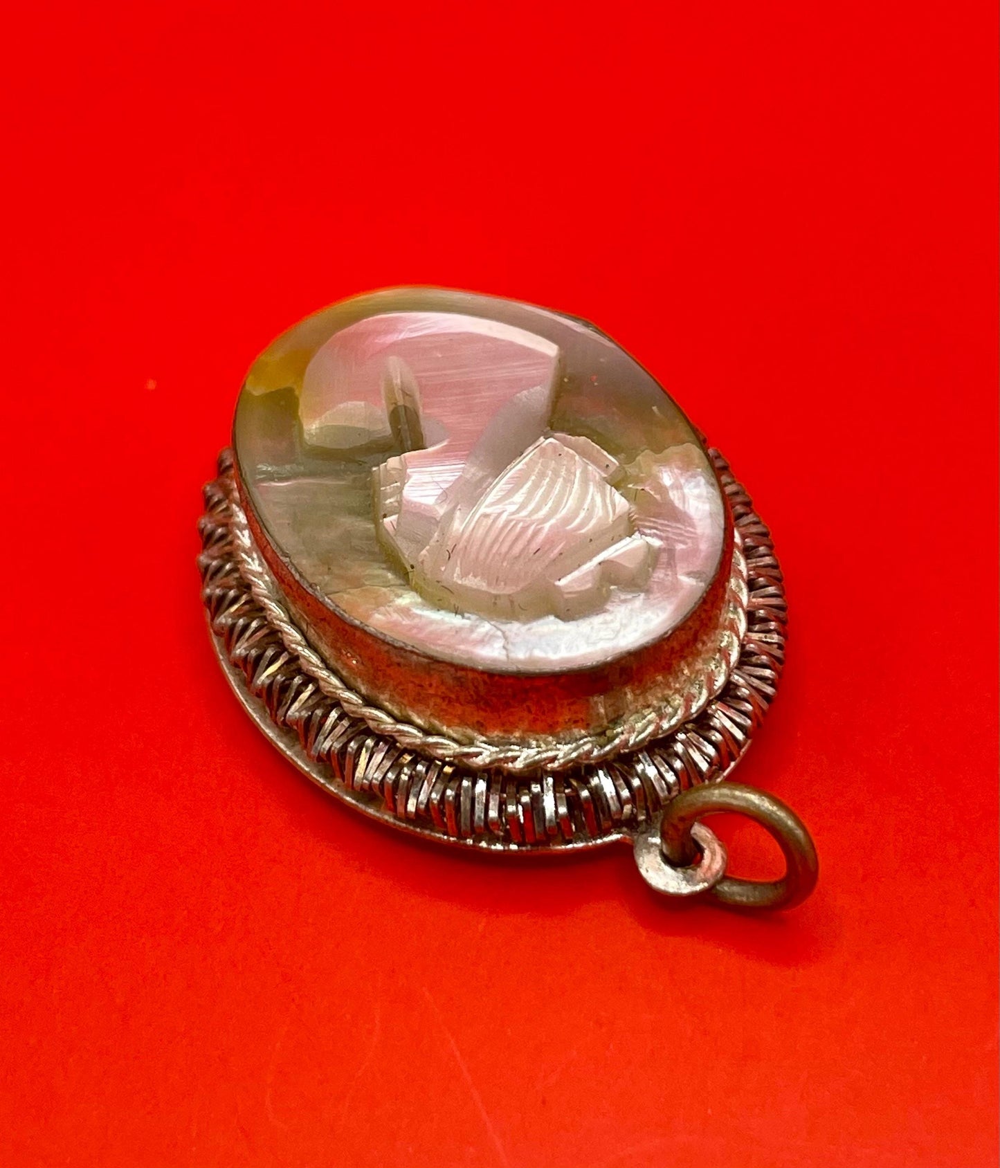 1 inch long Carved abalone shell pendant lovely