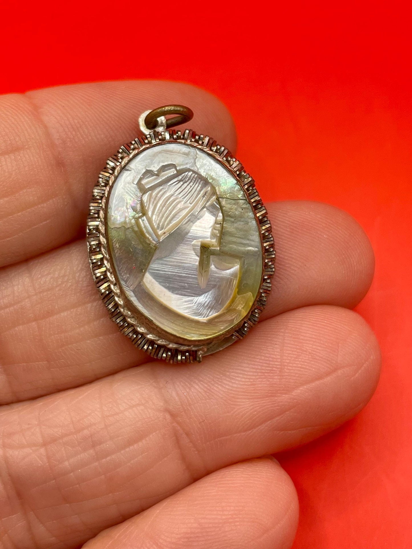1 inch long Carved abalone shell pendant lovely