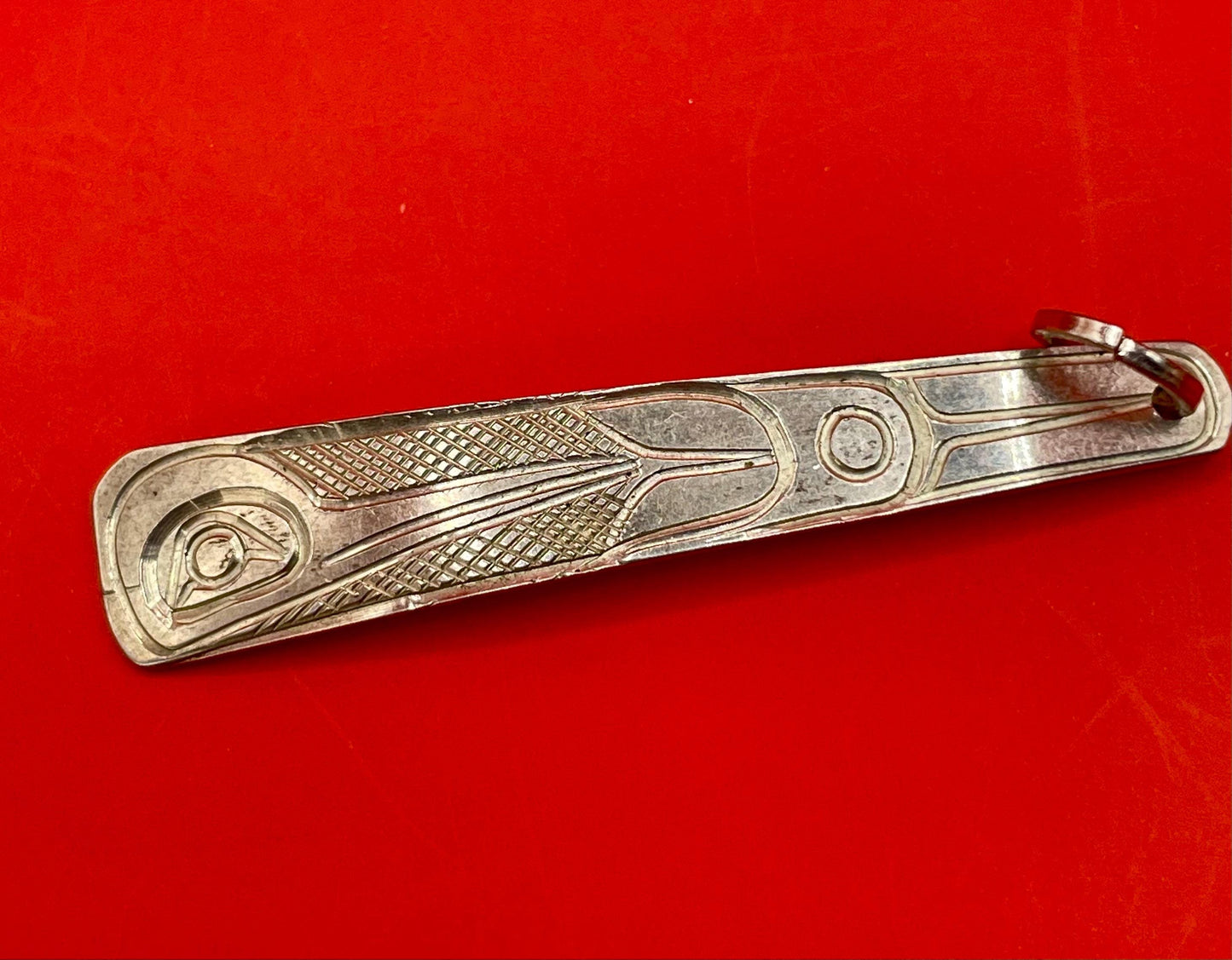 Beautiful indigenous first nations Pacific northwest coast sterling silver hummingbird pendant