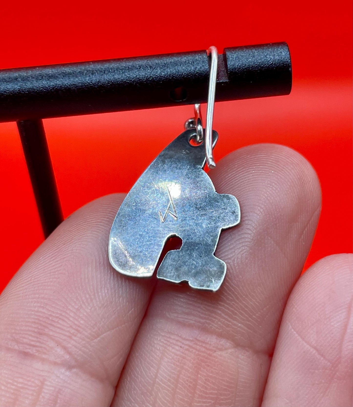 Fabulous indigenous first nations Pacific Northwest coast sterling handmade orca earrings - wow  best gift   1.25 inches long