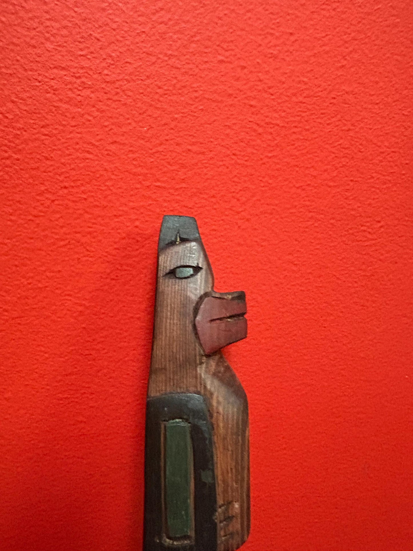 Beautiful indigenous first Pacific Northwest Coast 14 inch talking stick by Frank and Dora Frenchie Vancouver Island bear symbolism