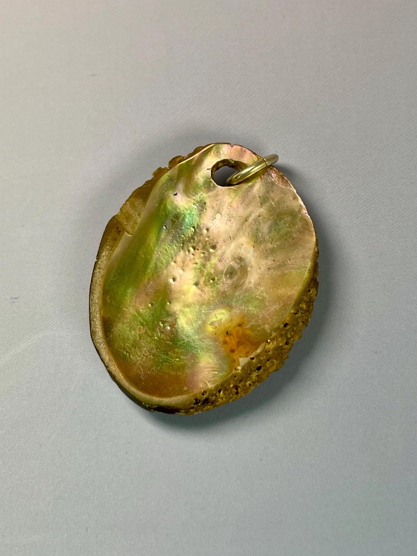 1.75 inch long raw abalone shell pendant lovely condition