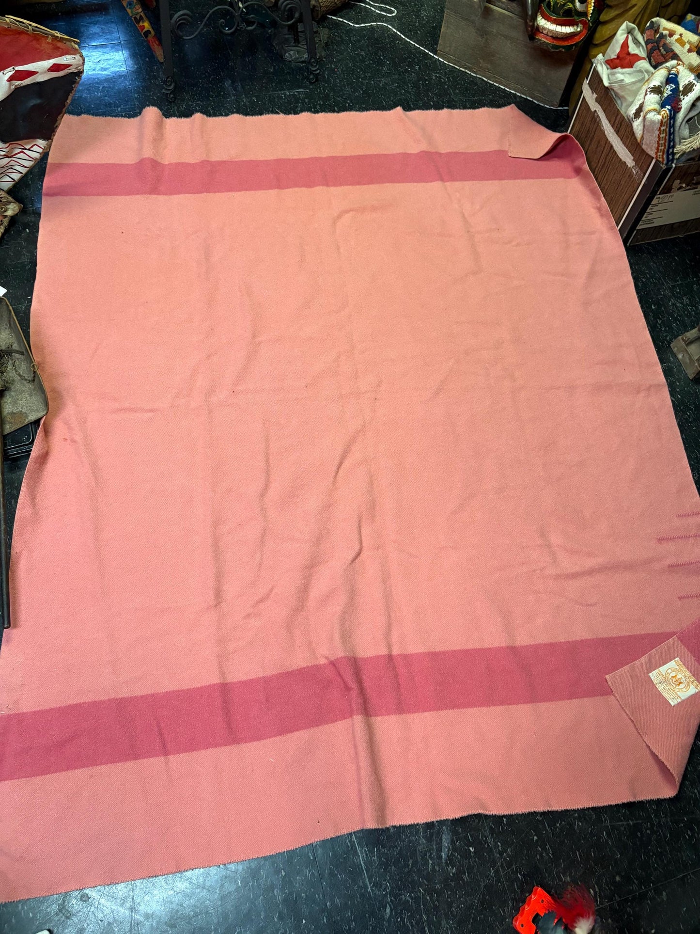HBC Hudson Bay blanket beautiful pink and 83 x 60 approx great condition iconic -HBC