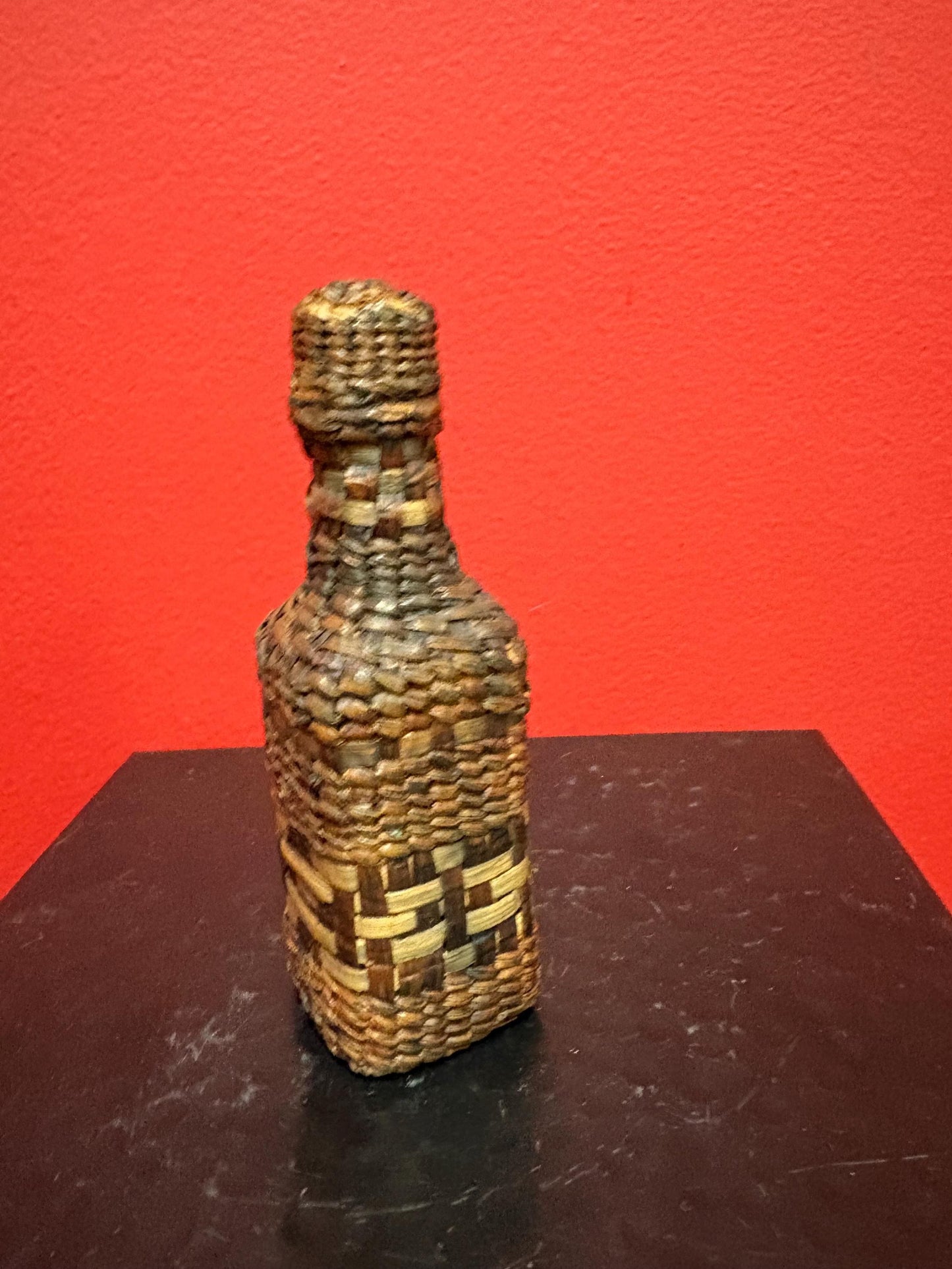 Lovely indigenous first nations cedar  Bark wrapped bottle  5 inches tall  great condition