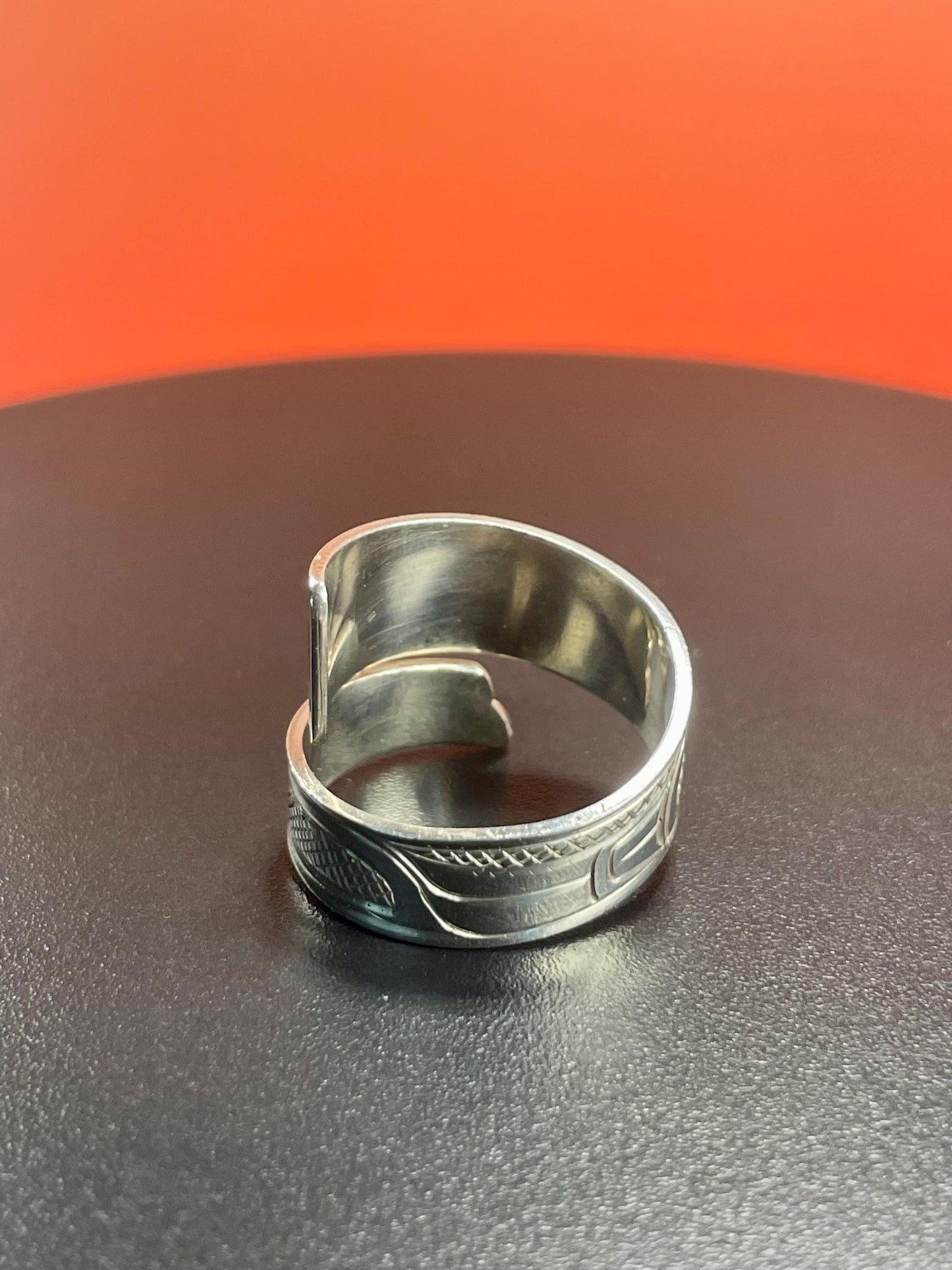 Lovely size 10 indigenous First Nations pacific northwest coast sterling Thunderbird ring signed