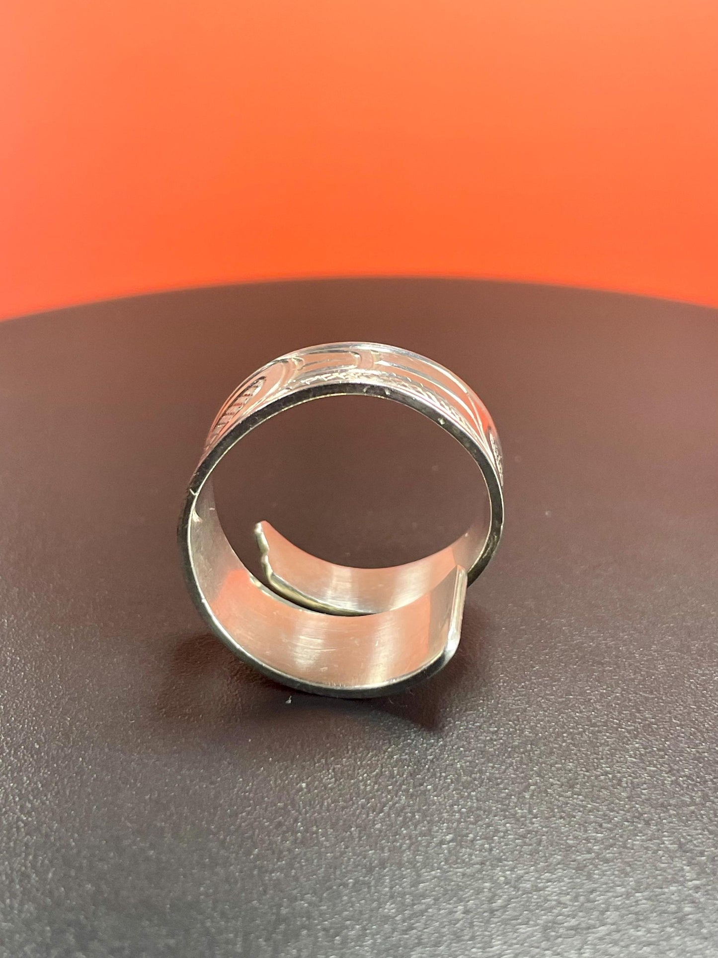 Lovely size 10 indigenous First Nations pacific northwest coast sterling Thunderbird ring signed