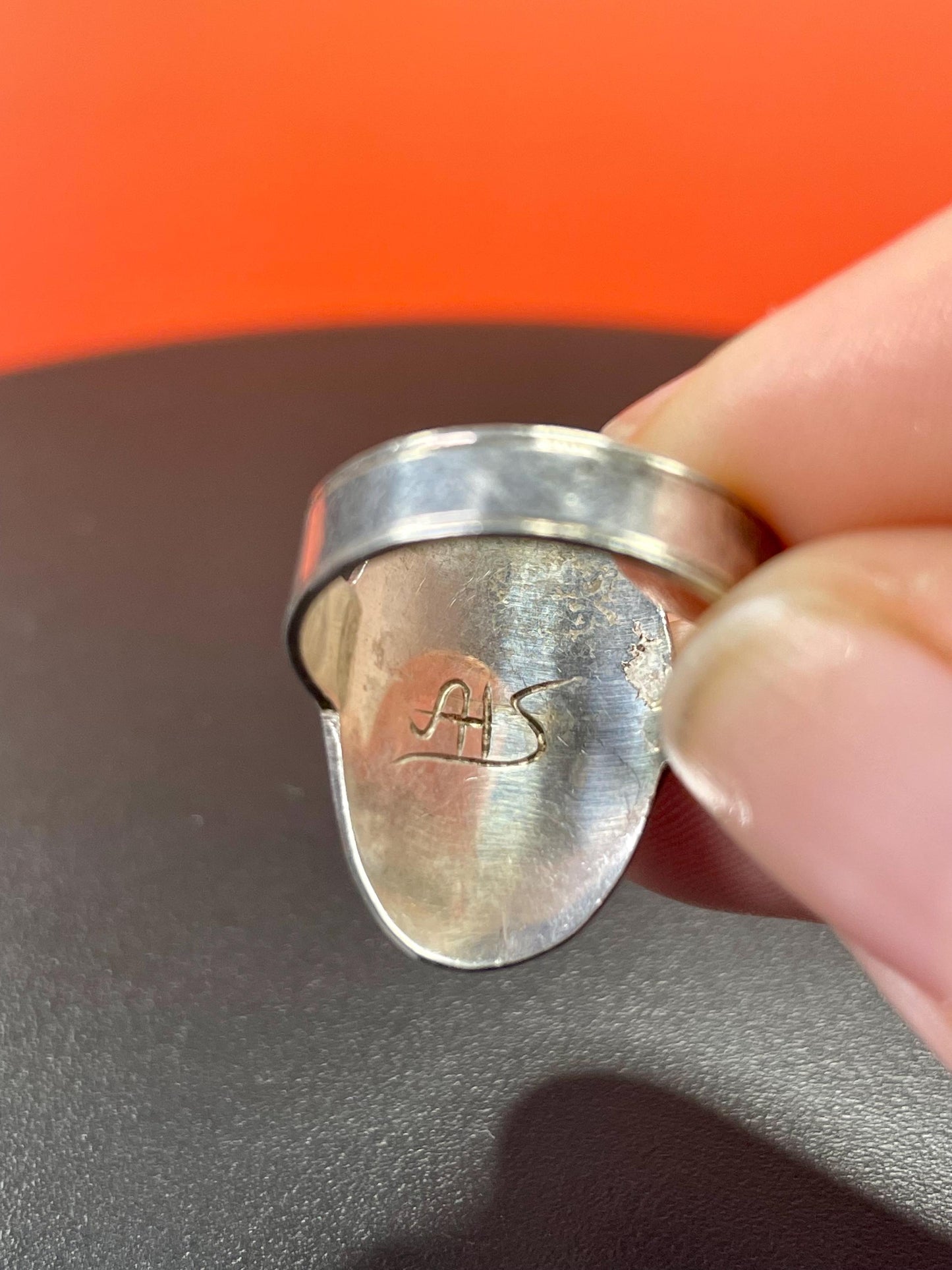 Lovely size 7.5 indigenous First Nations pacific northwest coast sterling Owl ring signed