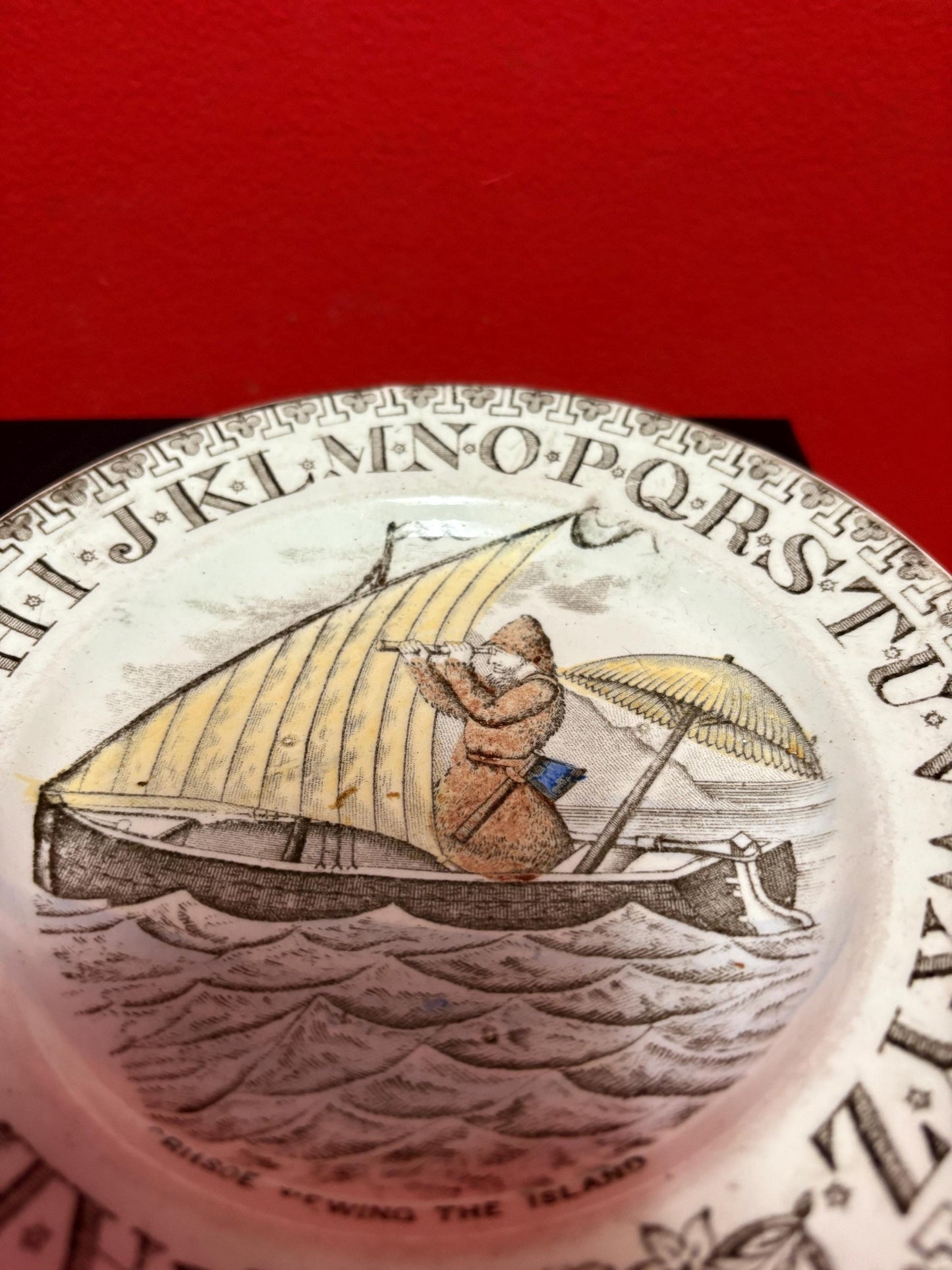 Rare perfect condition English 19 century alphabet plate wow abc plate antique English porcelain 7.25 inches across