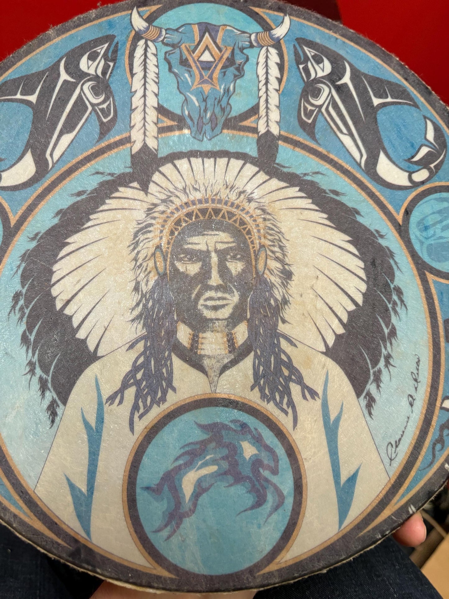 Fabulous indigenous first nations Pacific northwest coast  drum with amazing sound  cool piece