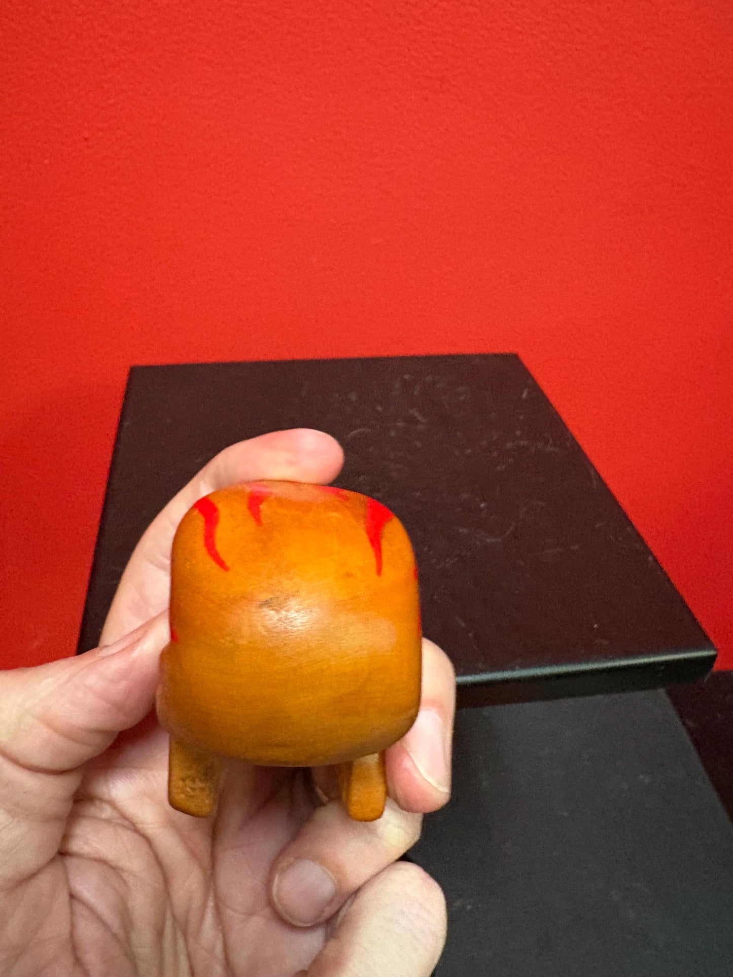 Unique beautiful 2.75 x 2.25 high flaming wood skull with reticulating jaw great gift