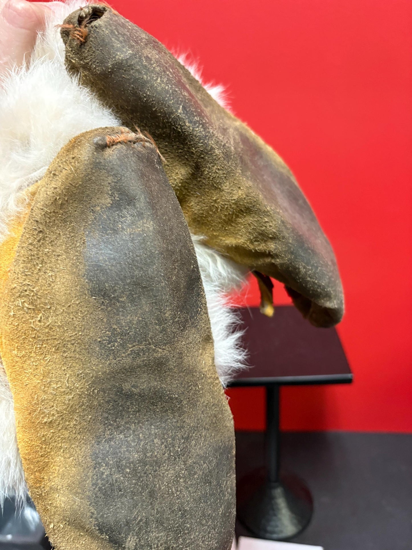 Beautiful indigenous first nations fur leather and beaded moccasin boots 12 x 10 long As is great decoration