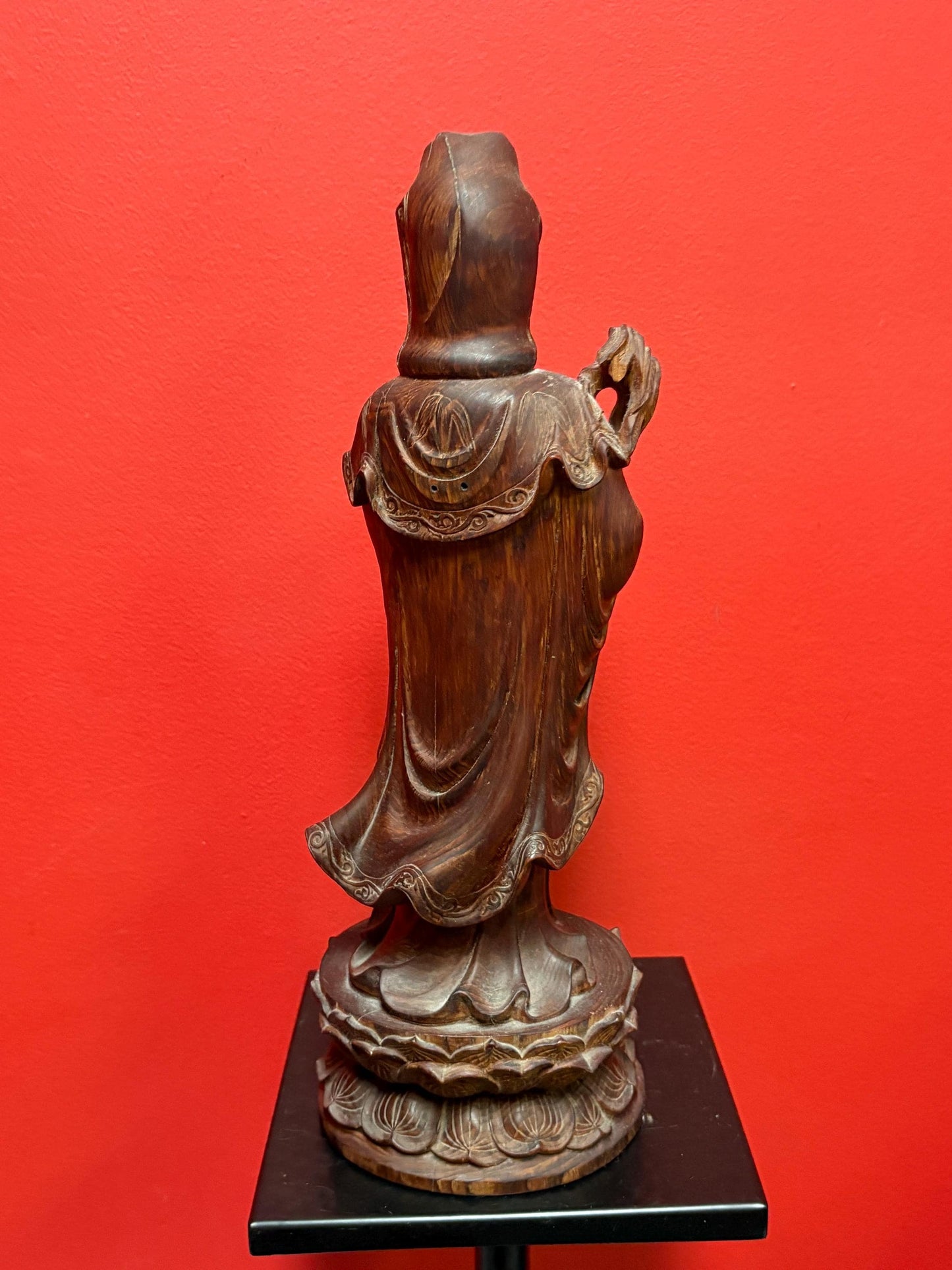 Magnificent Chinese Rosewood well detailed statue of QUAN YIN heavy and 15 inches tall a stunner see photos