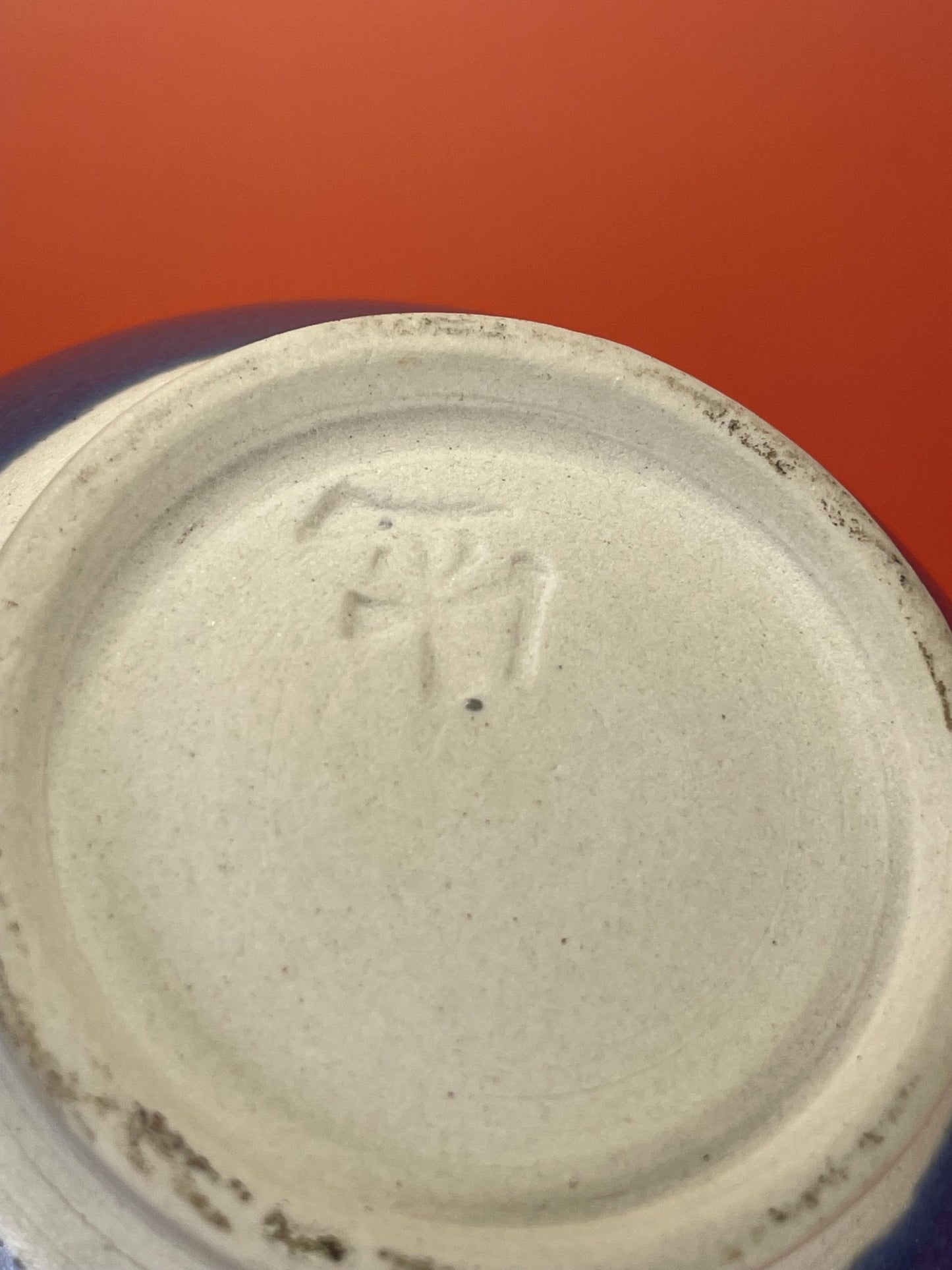 Unique 4.5 x 3 inch high Chinese Signed pottery bowl wonderful glaze