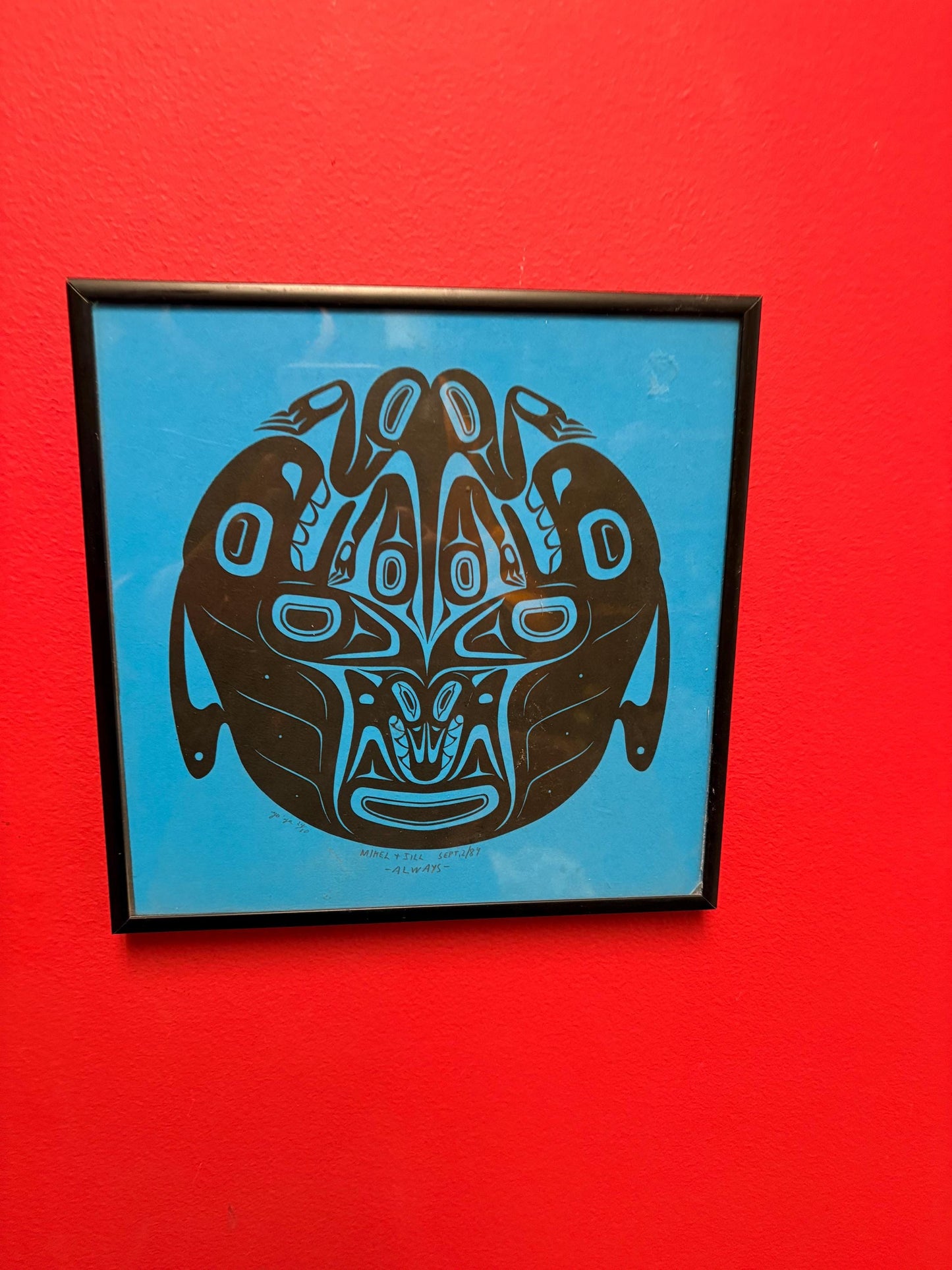 Indigenous first Nations Limited edition signed print entitled always  - great imagery - 9 x 9  beautiful frame