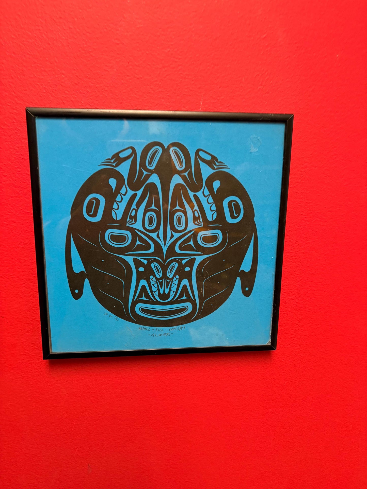 Indigenous first Nations Limited edition signed print entitled always  - great imagery - 9 x 9  beautiful frame