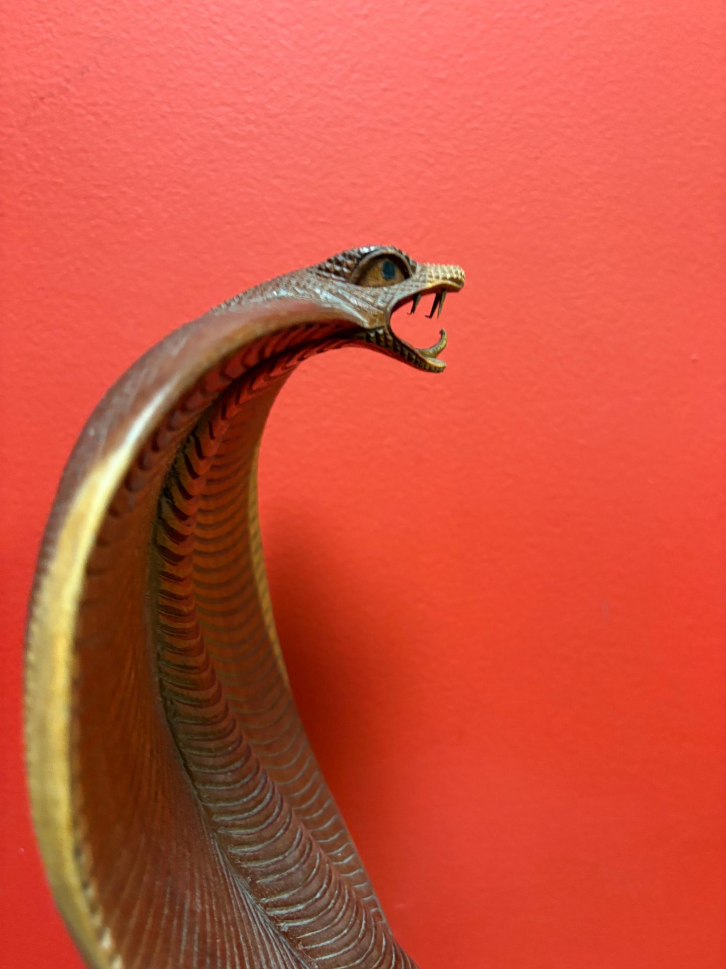 Stunning Asian 12 inch python snake carved out of wood amazing condition and fabulous detail great value and great gift