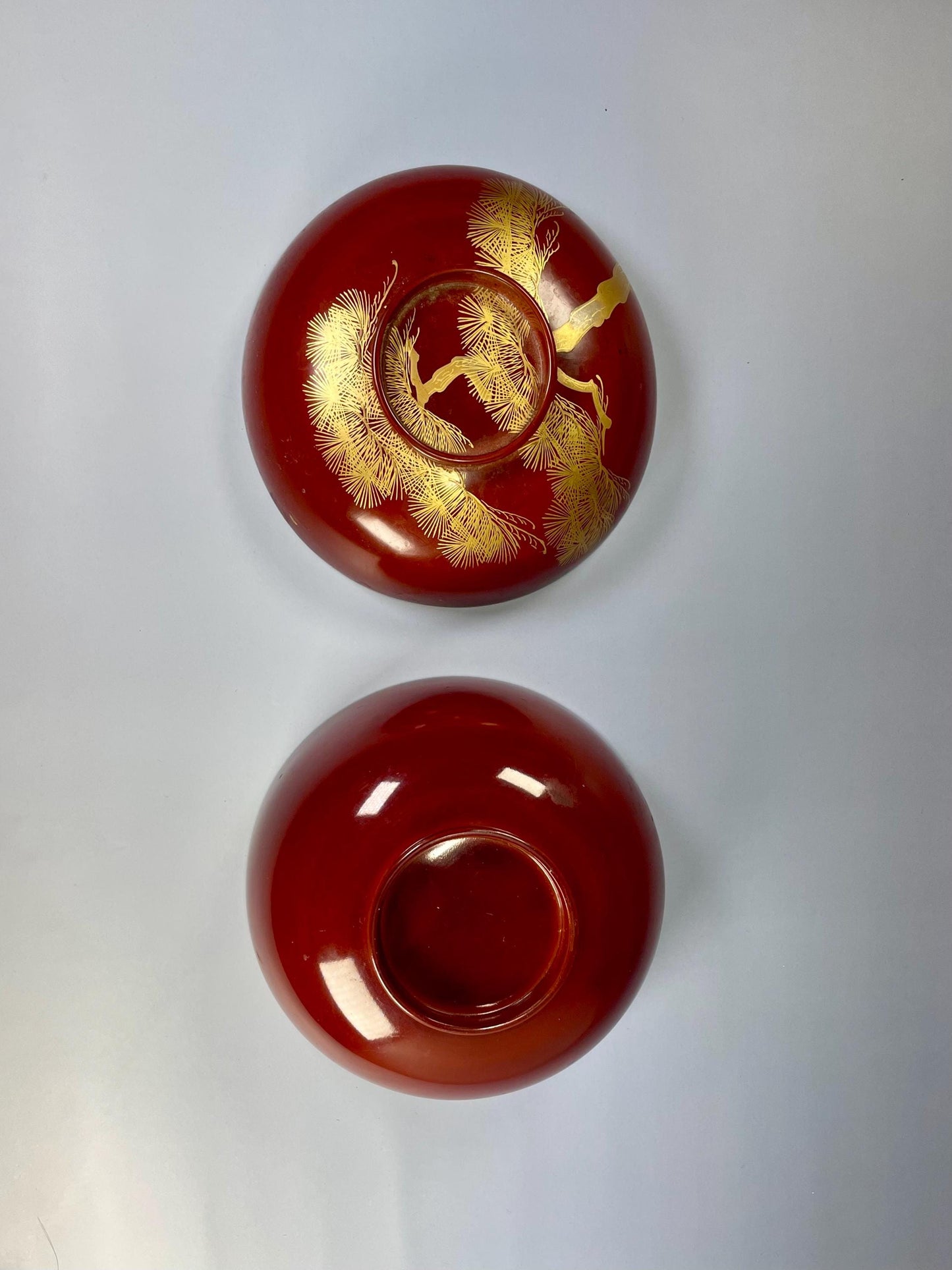 Japanese Lacquer Hand Painted Bowl and Lid