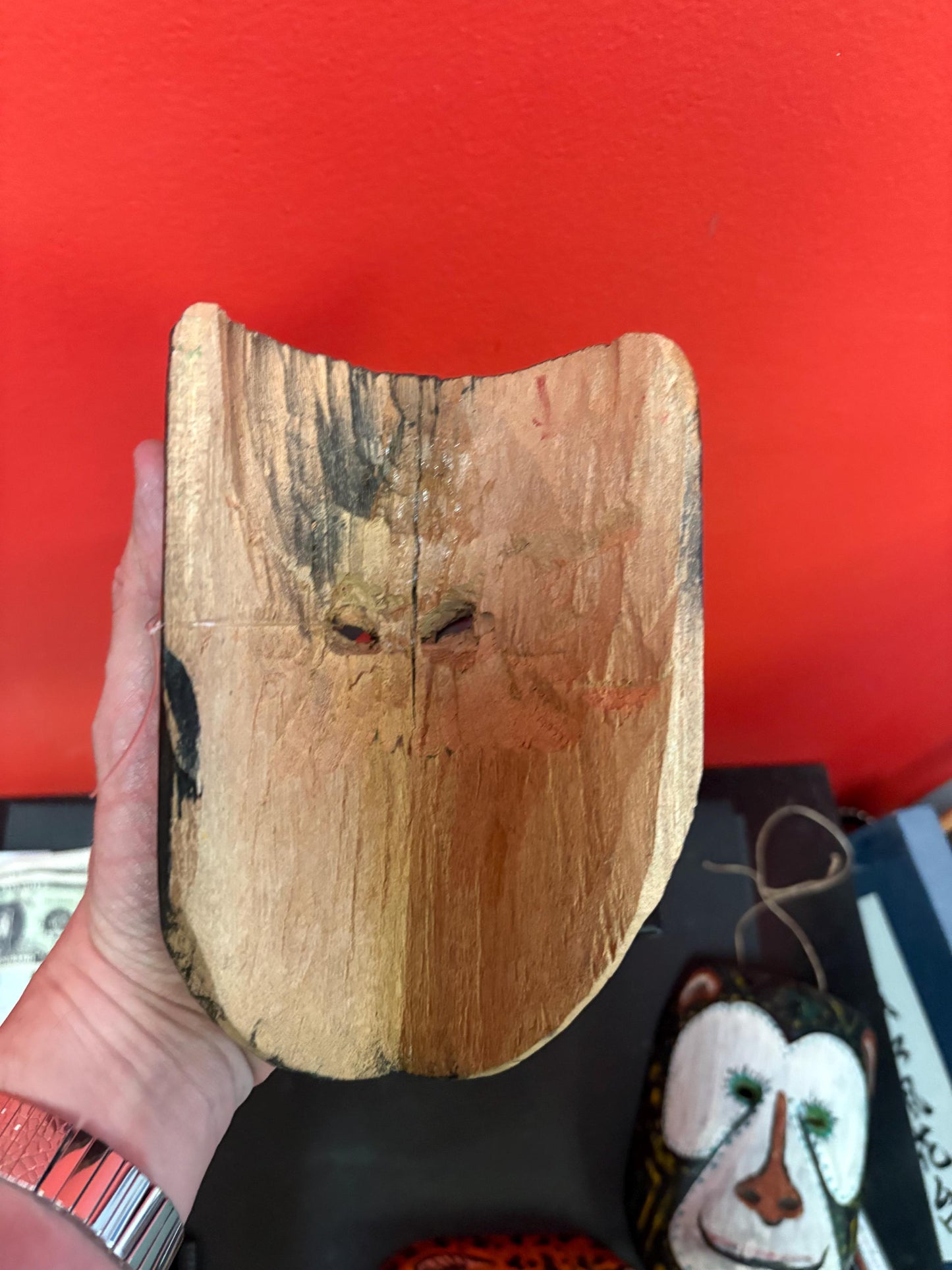 Very cool Asian wood animal mask 7 inches long and so much character great value monkey is heavy age cracked