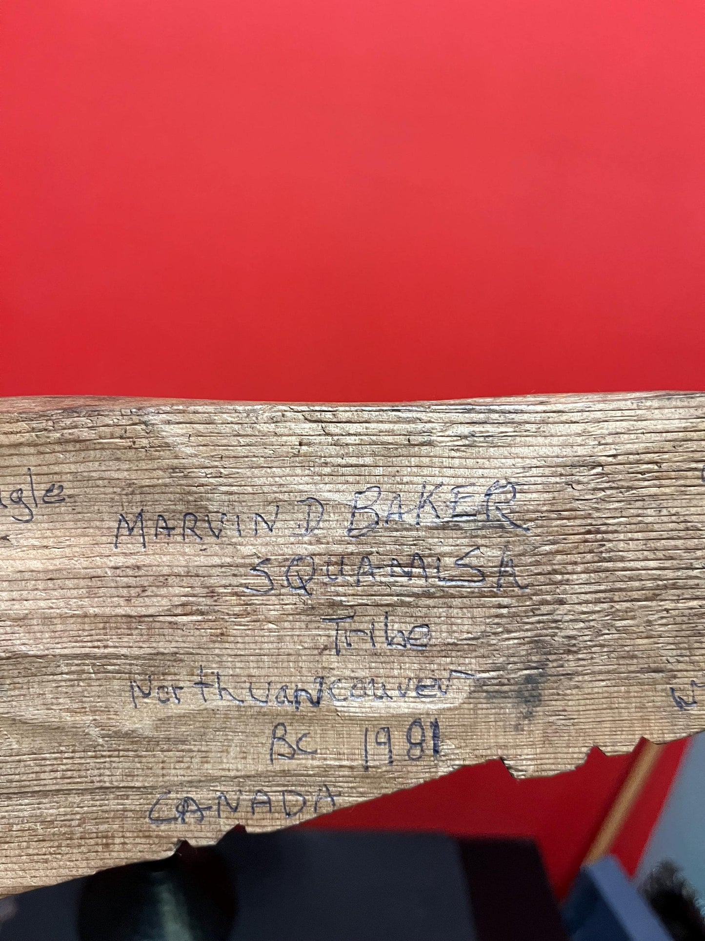 Beautiful 17 x 8 signed indigenous first nation Pacific Northwest coast cedar plaque on stand great imagery