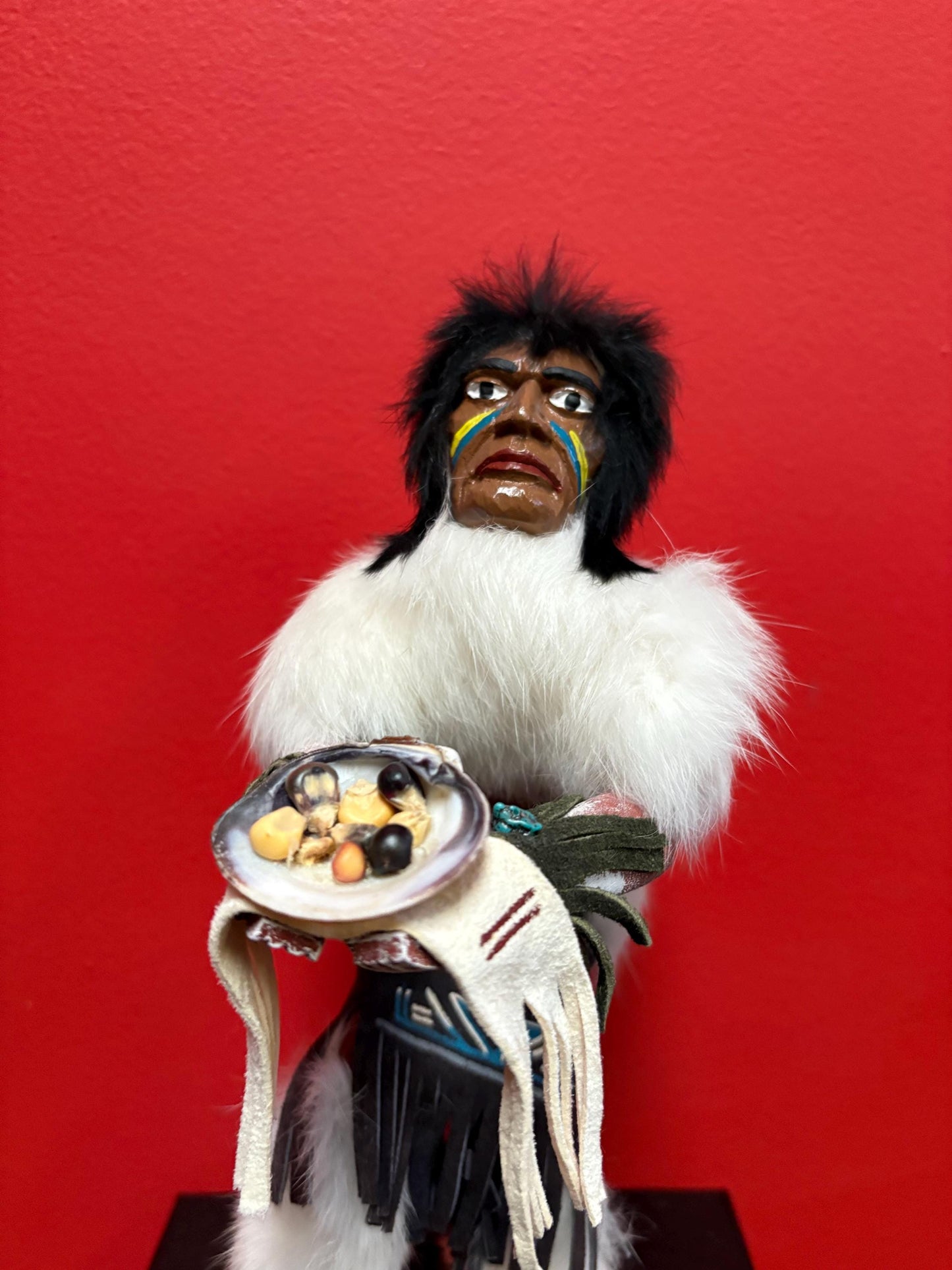 Lovely signed indigenous American hopi kachina doll great condition 12 inches tall great basket