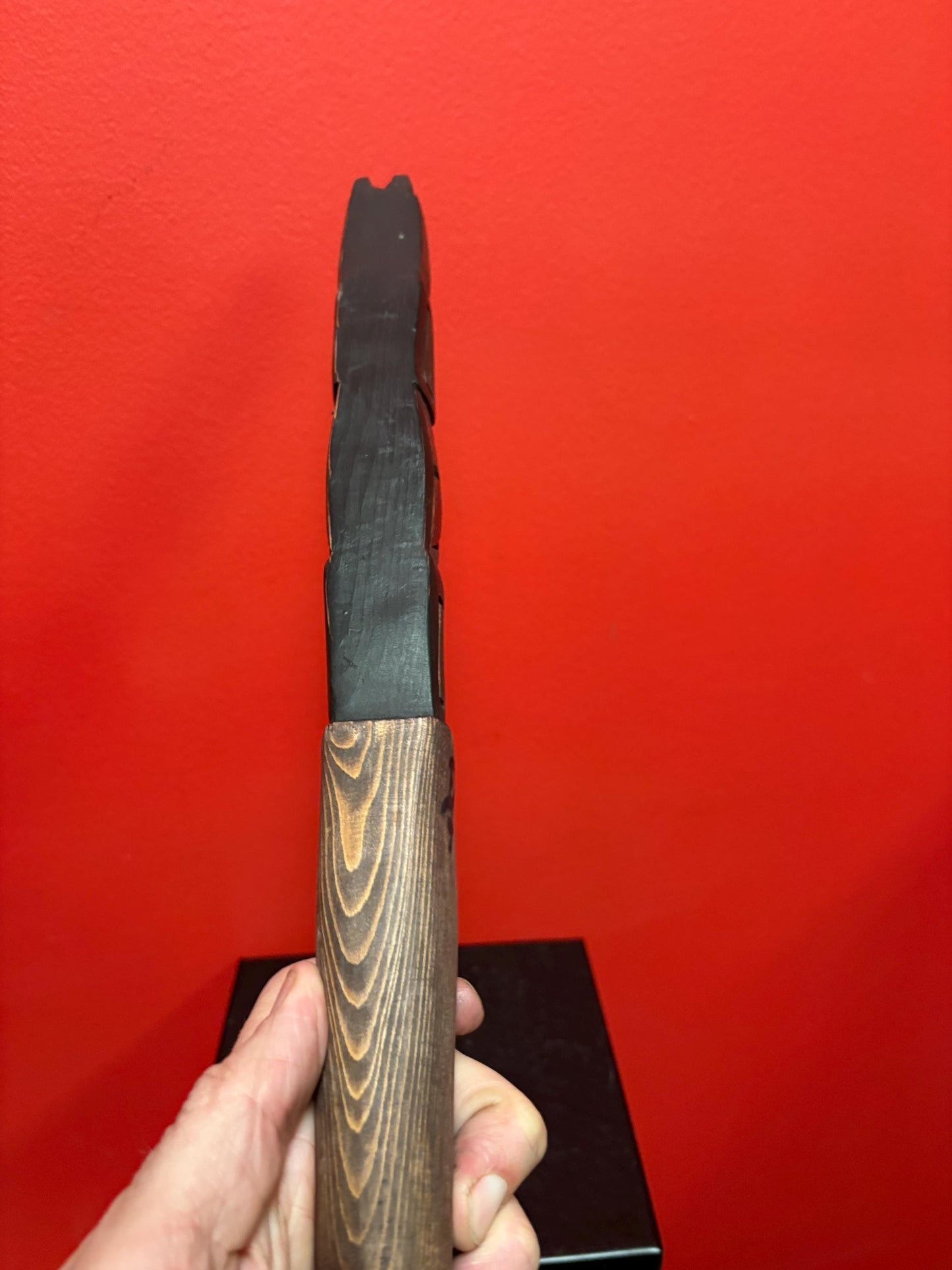 Beautiful indigenous first Pacific Northwest Coast 14 inch talking stick by Frank and Dora Frenchie Vancouver Island bear symbolism