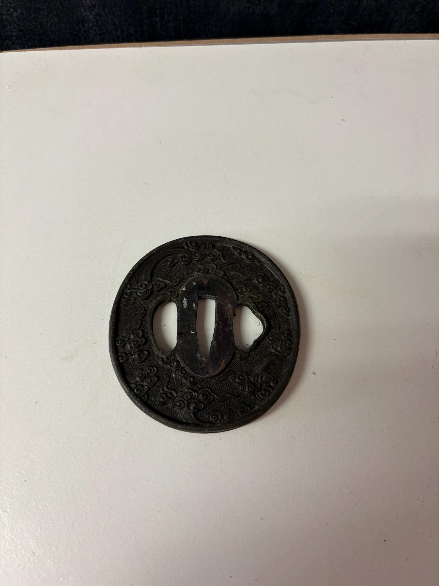 Wonderful 3 inch antique Japanese samurai tsuba nice condition - from large estate samurai - great patina