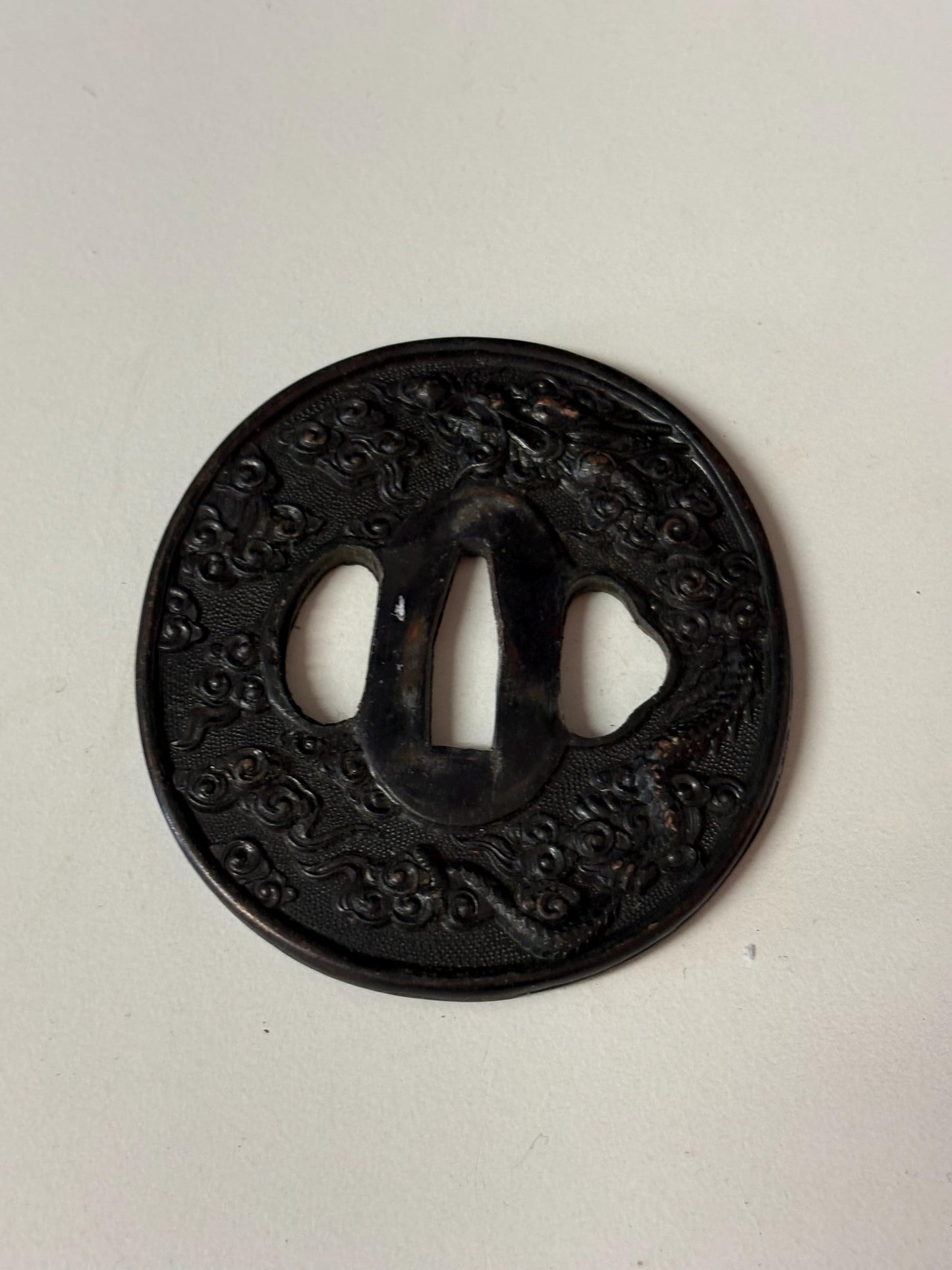 Wonderful 3 inch antique Japanese samurai tsuba nice condition - from large estate samurai - great patina