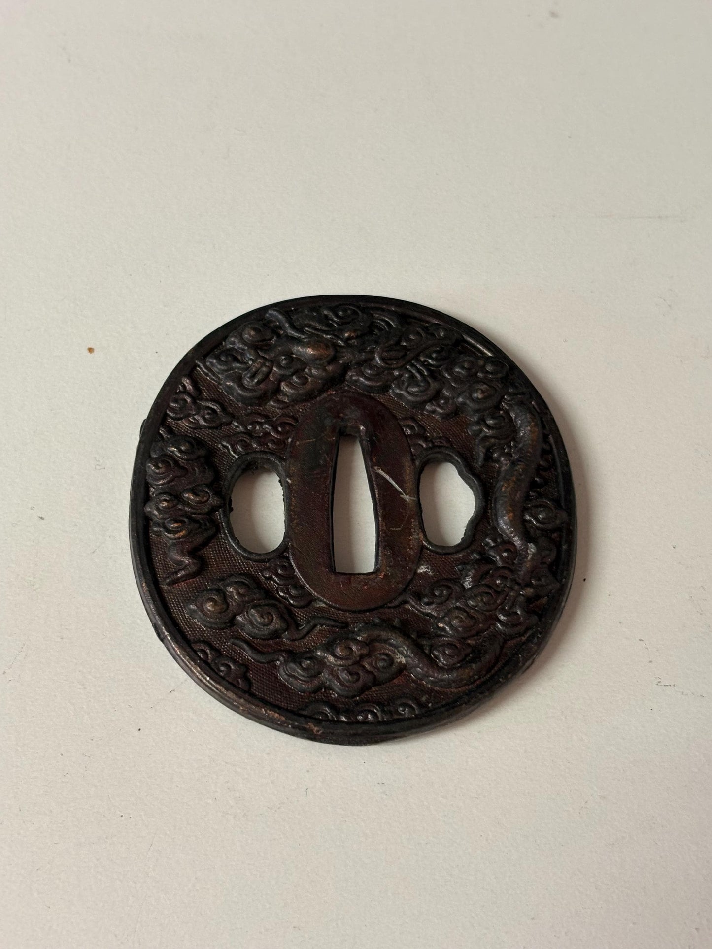 Wonderful 3 inch antique Japanese samurai tsuba nice condition - from large estate samurai - great patina