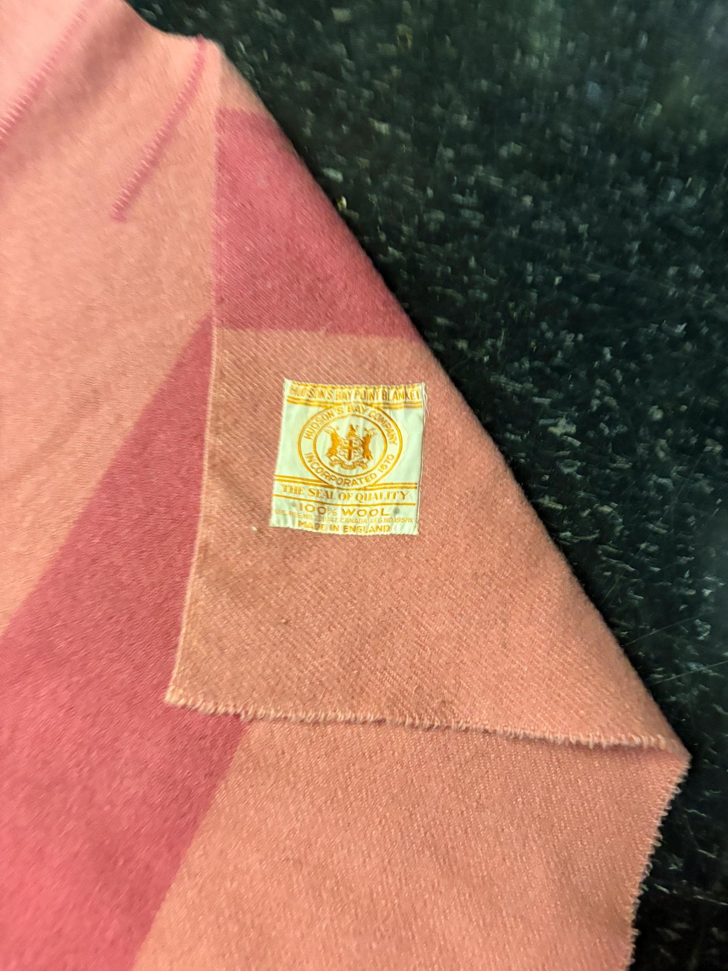 HBC Hudson Bay blanket beautiful pink and 83 x 60 approx great condition iconic -HBC