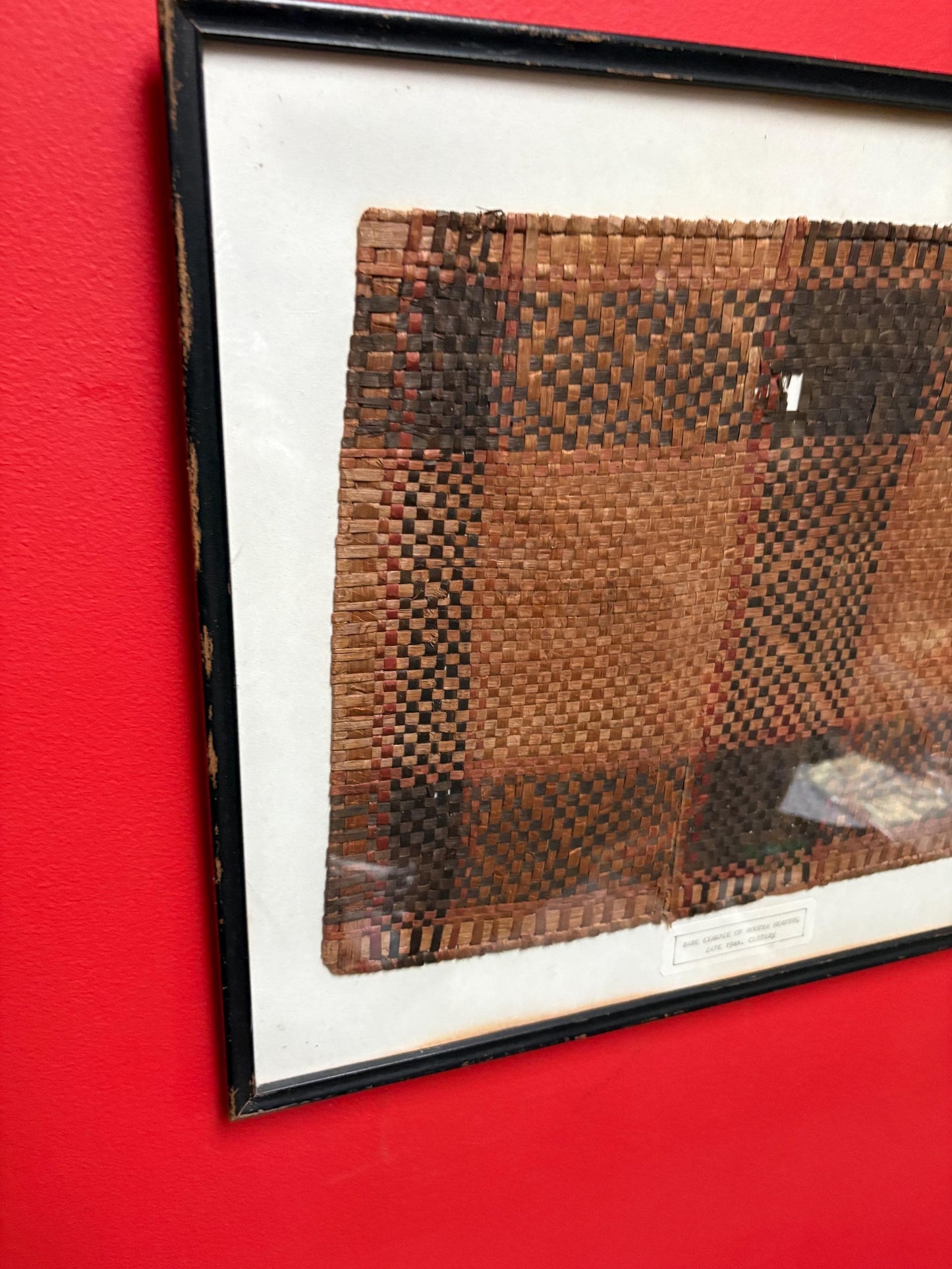 Stunning Museum quality very rare example Nootka weaving late 19th century 21 x 17 inches in frame not perfect wonderful piece