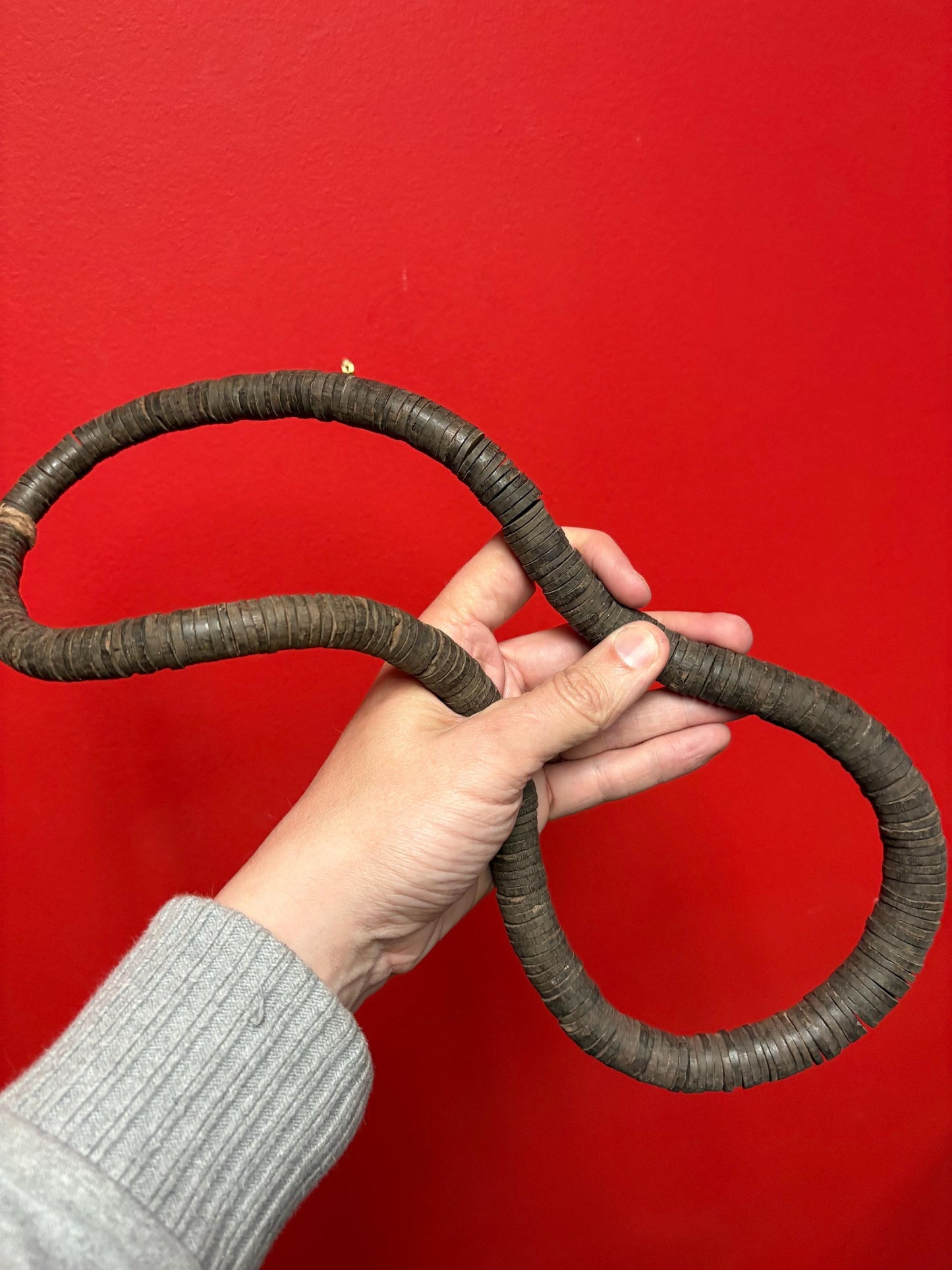 Amazing unique African antique wood necklace approximately 34 inch circumference and no clap great to wear a gift