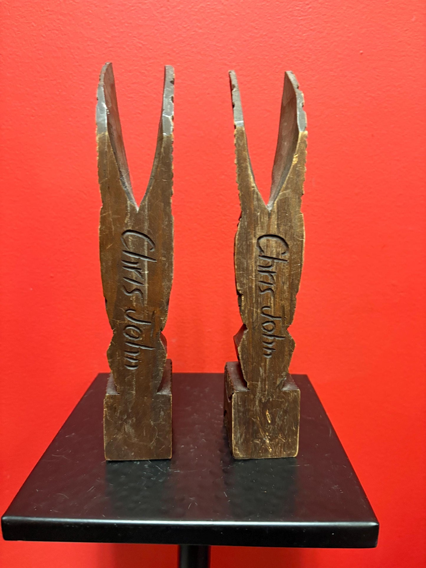 Beautiful pair of indigenous first nations Vancouver Island Eagles  bookends or gift one  nanaimo Chris John - wow - 9.5 inches high