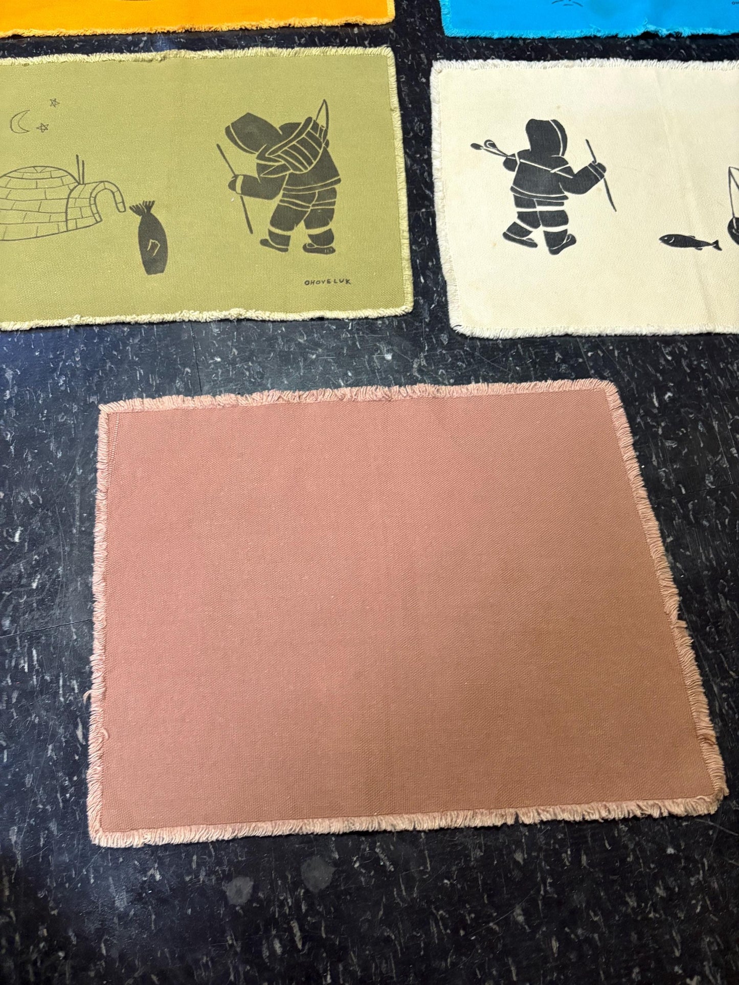 Set 5 Canadian Inuit linen MCM place mats lovely quality and signed price for set - 15 x 12 inch