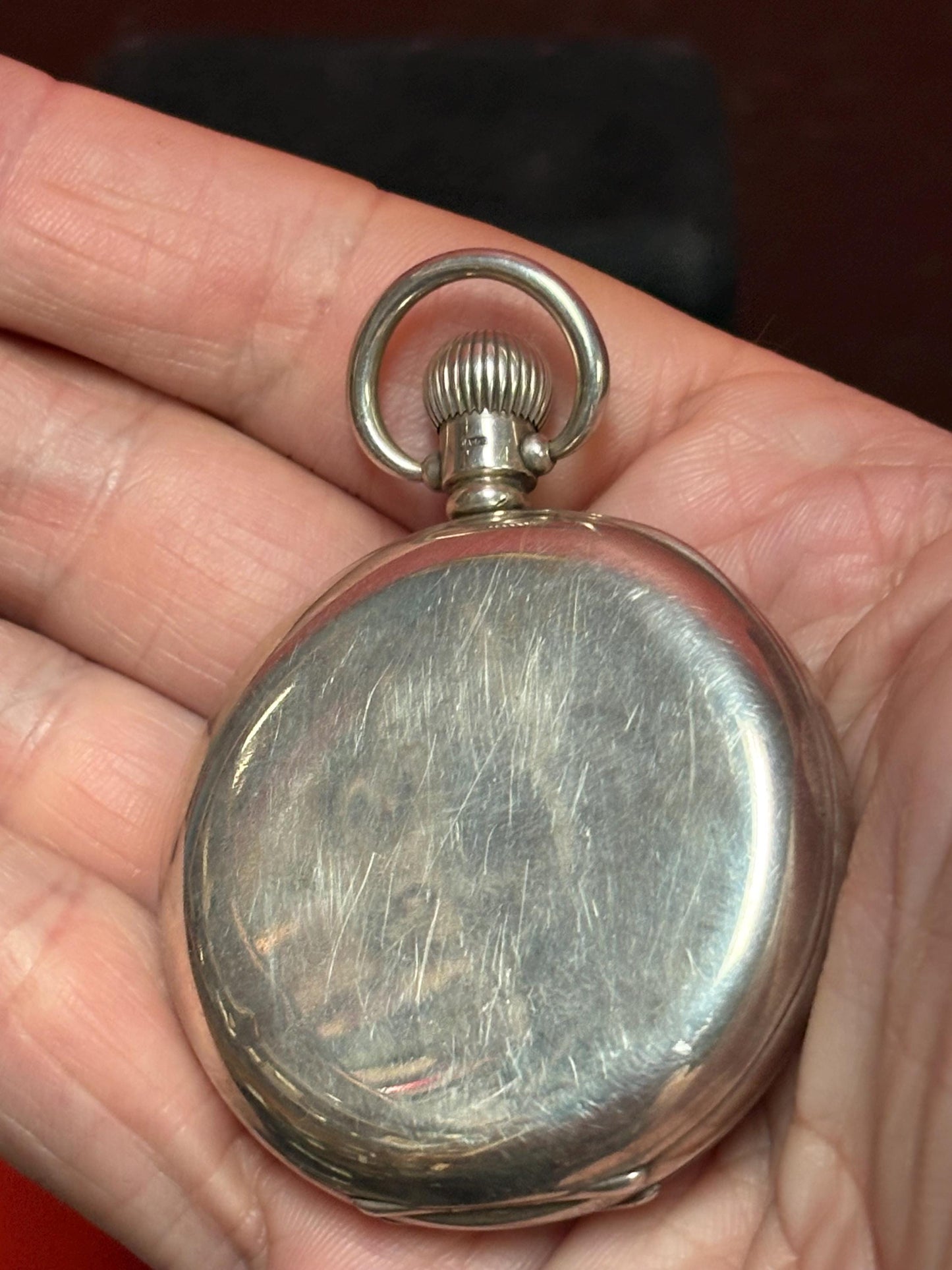 Stunning English sterling silver Waltham pocket watch hallmarked and 3 inches long - in perfect condition and working well wow - B
