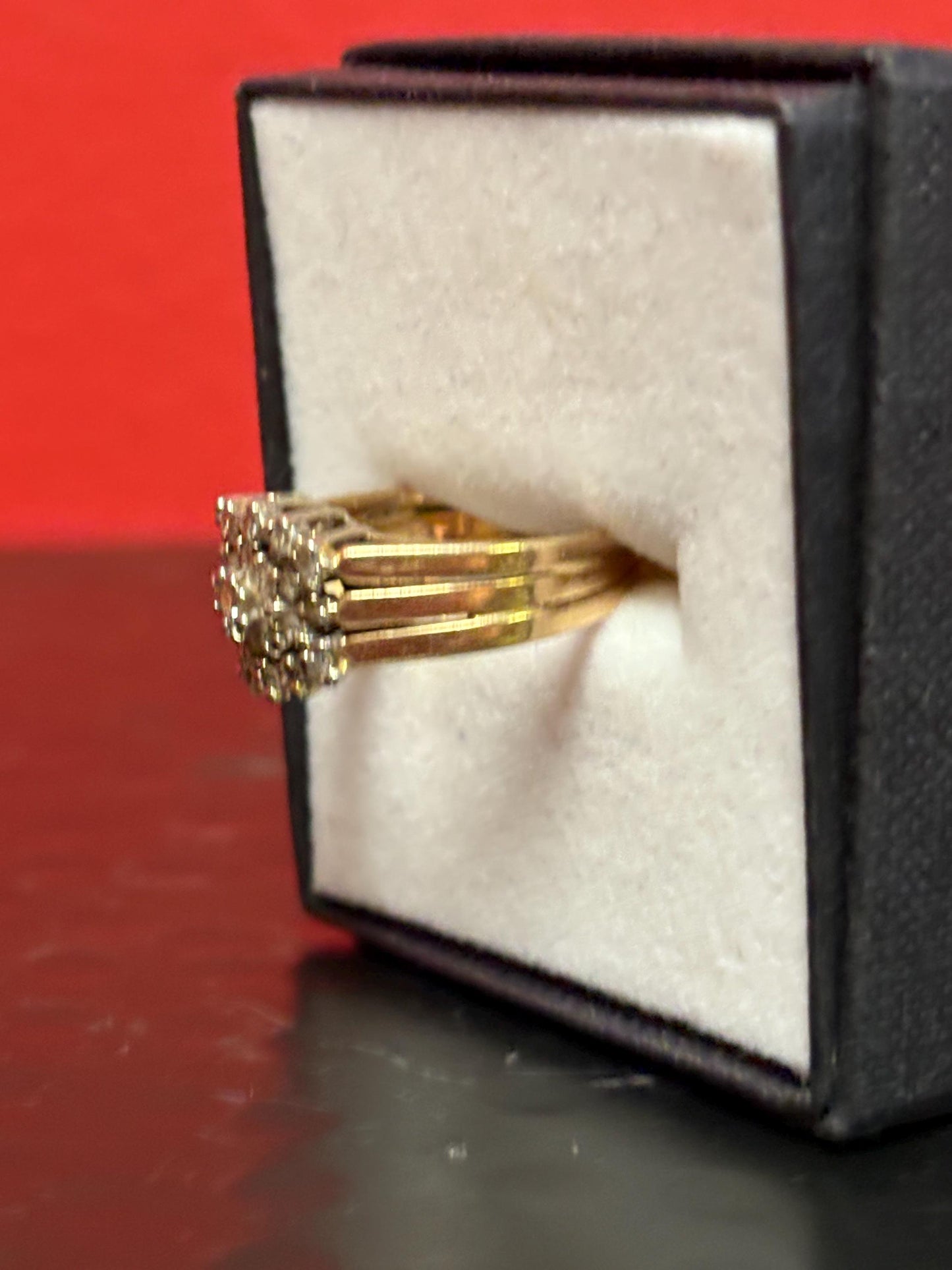 Stunning art deco 10 K gold and amethyst ring great design size 9.5 B -