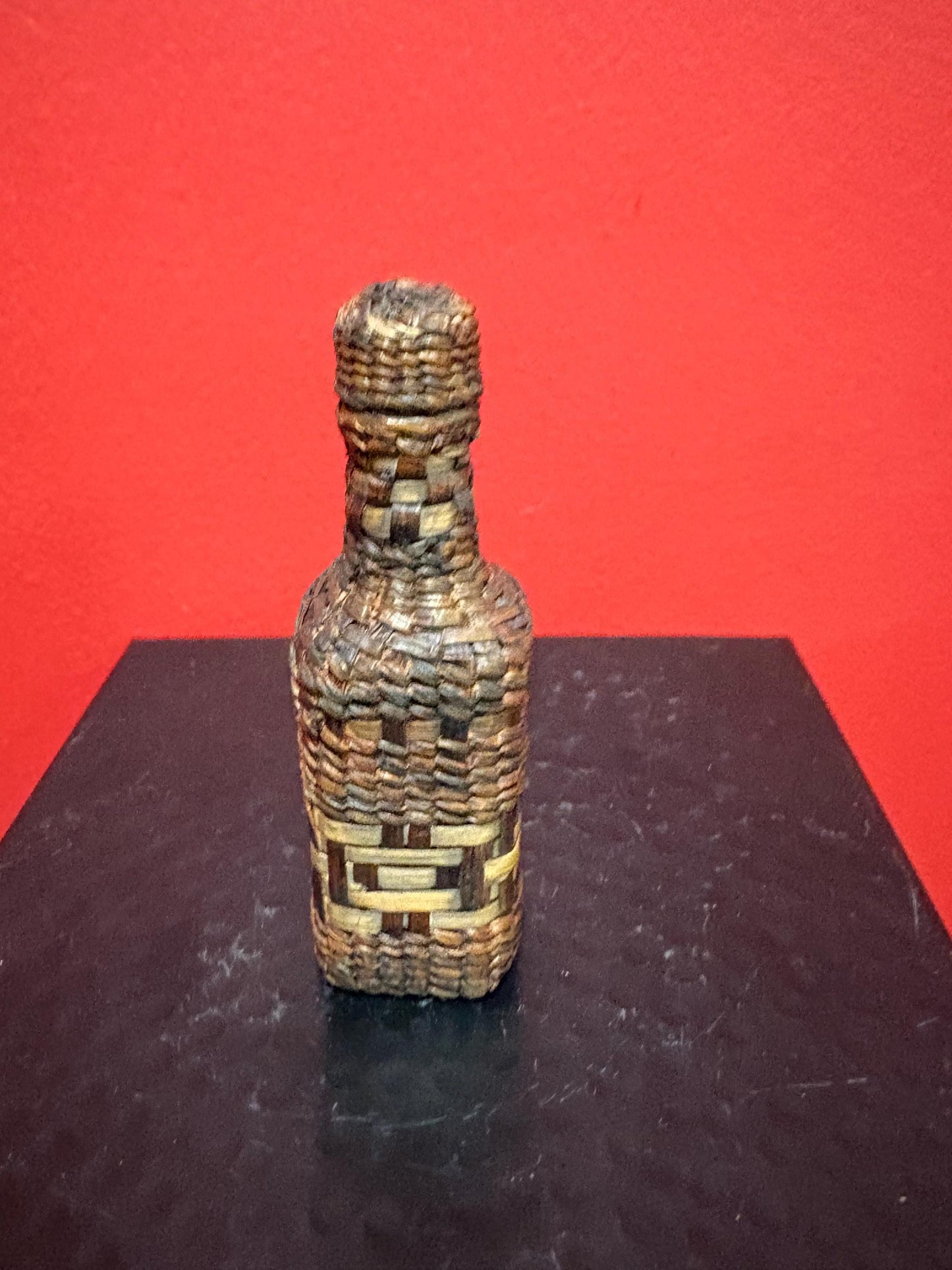 Lovely indigenous first nations cedar  Bark wrapped bottle  5 inches tall  great condition