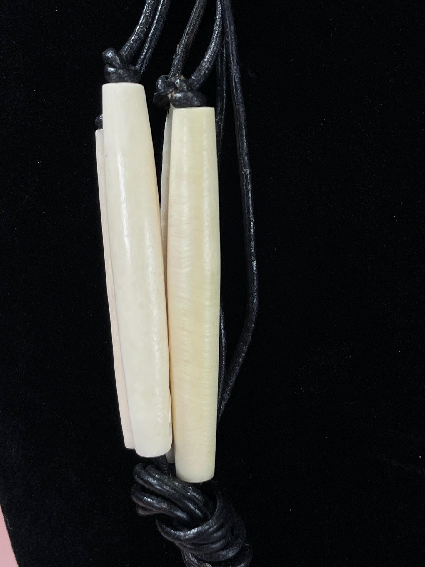 Unique Bone, Coin and Leather Corded Necklace