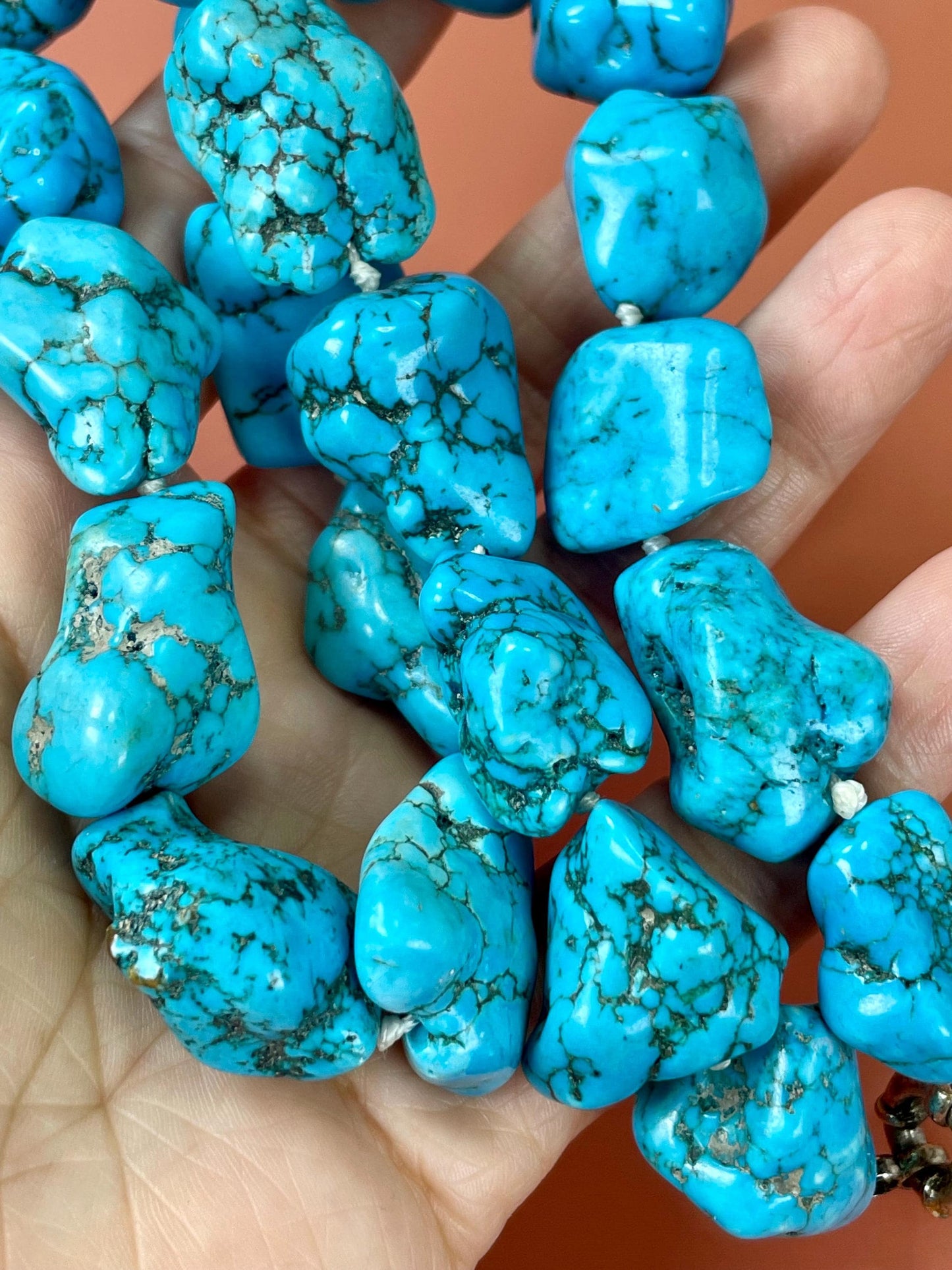 Chunky Real Turquoise Necklace Approximately 20.5 inches