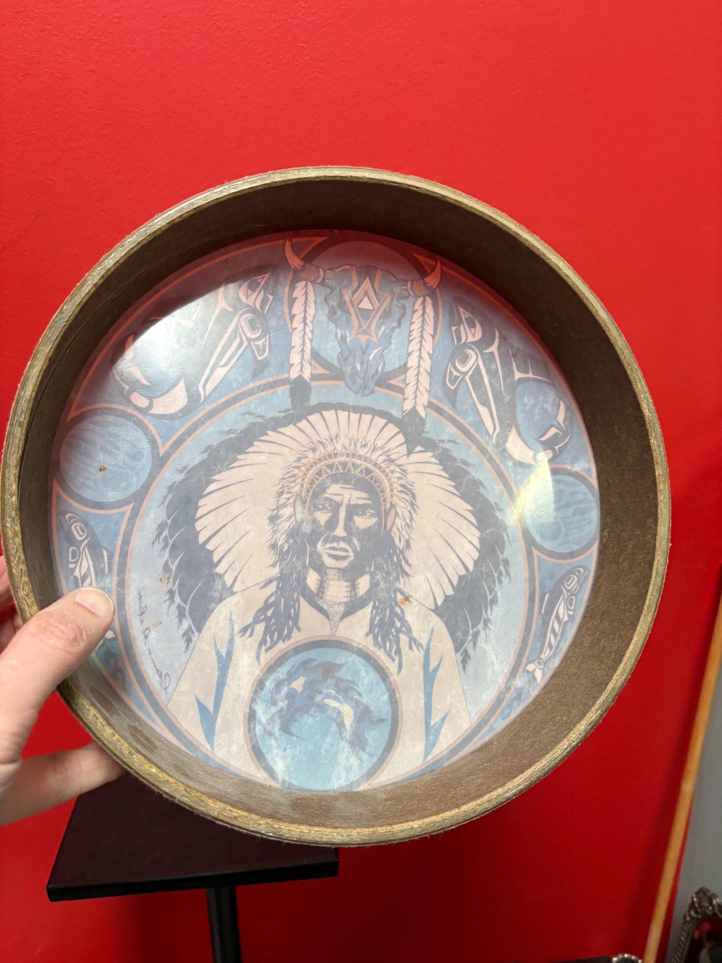 Fabulous indigenous first nations Pacific northwest coast  drum with amazing sound  cool piece