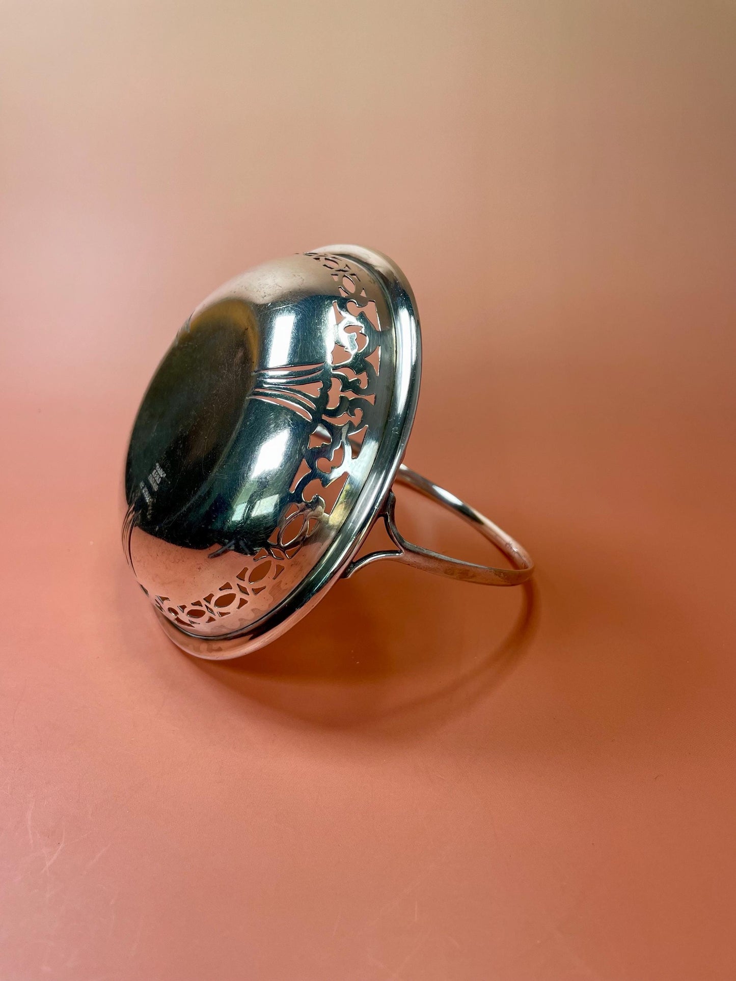 Delicate Silver Plated Handled Basket Derving Dish