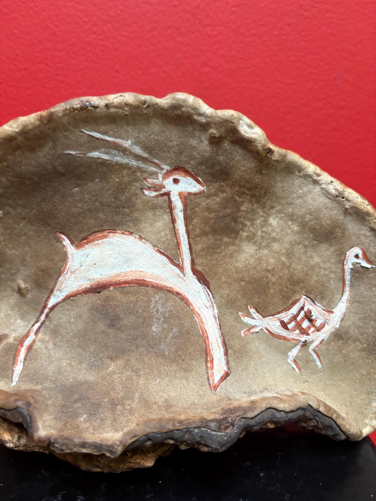 Beautiful 9 x 6 high Australian aboriginal art sculpture Live Edgewood burl painted unusual and rare piece