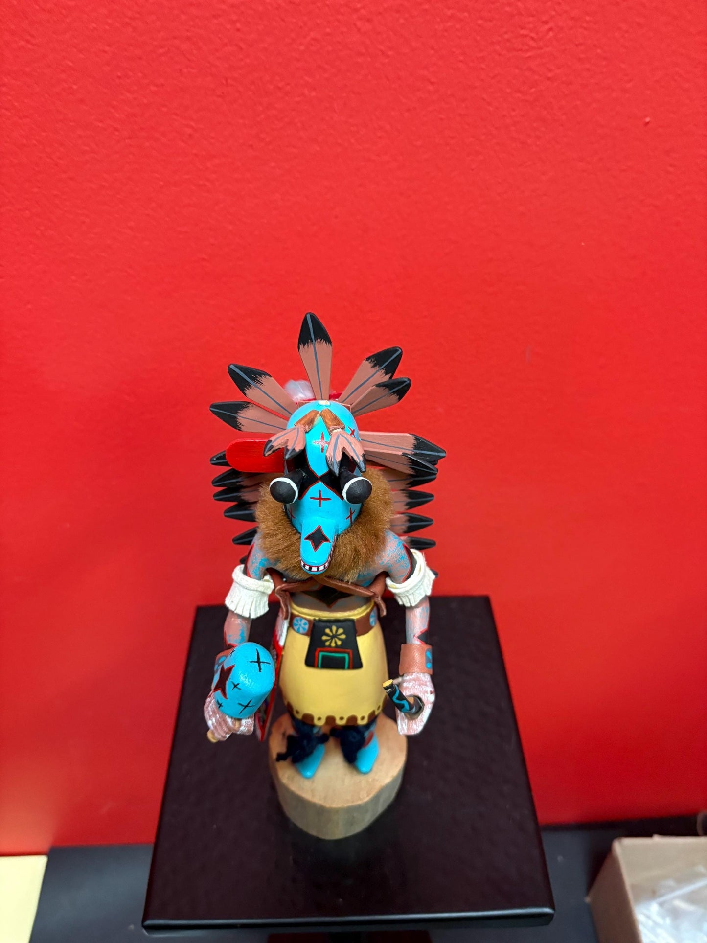 Lovely signed indigenous American hopi kachina doll missing ear 11 inches tall