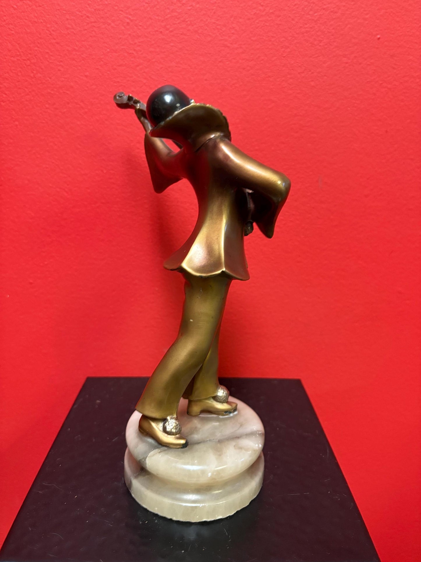Stunning 9 inch tall bronze art decor statue of a lady musician - beauty Great detail Value priced