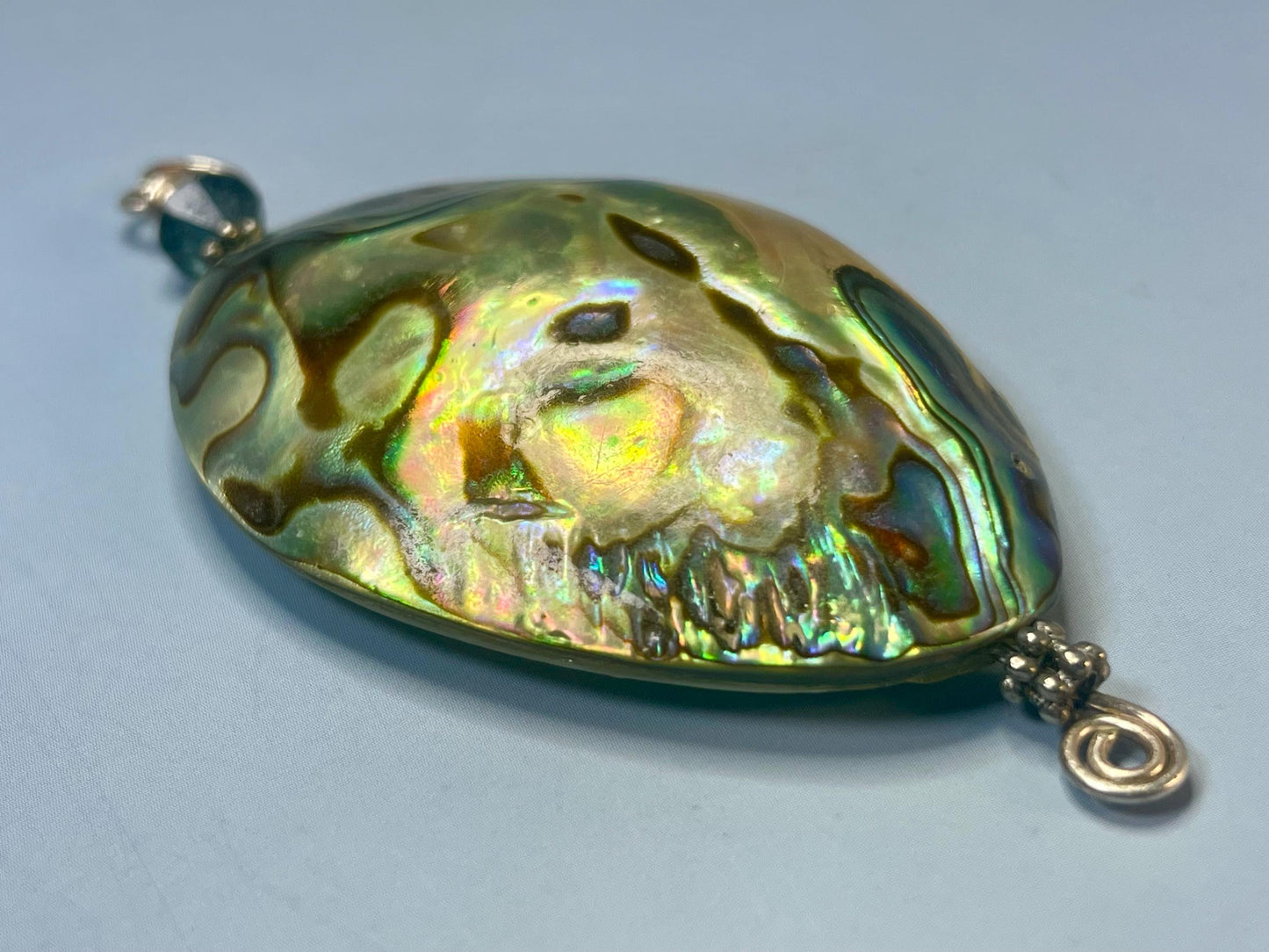 2 inch long abalone shell pendant lovely condition