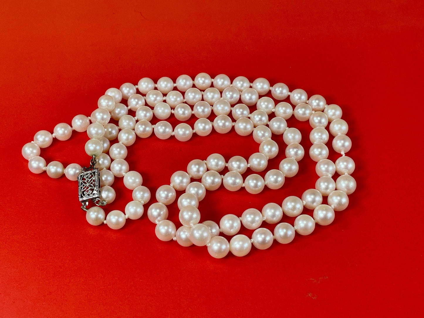 Double String Quality Pearl Necklace great value perfect gift - B